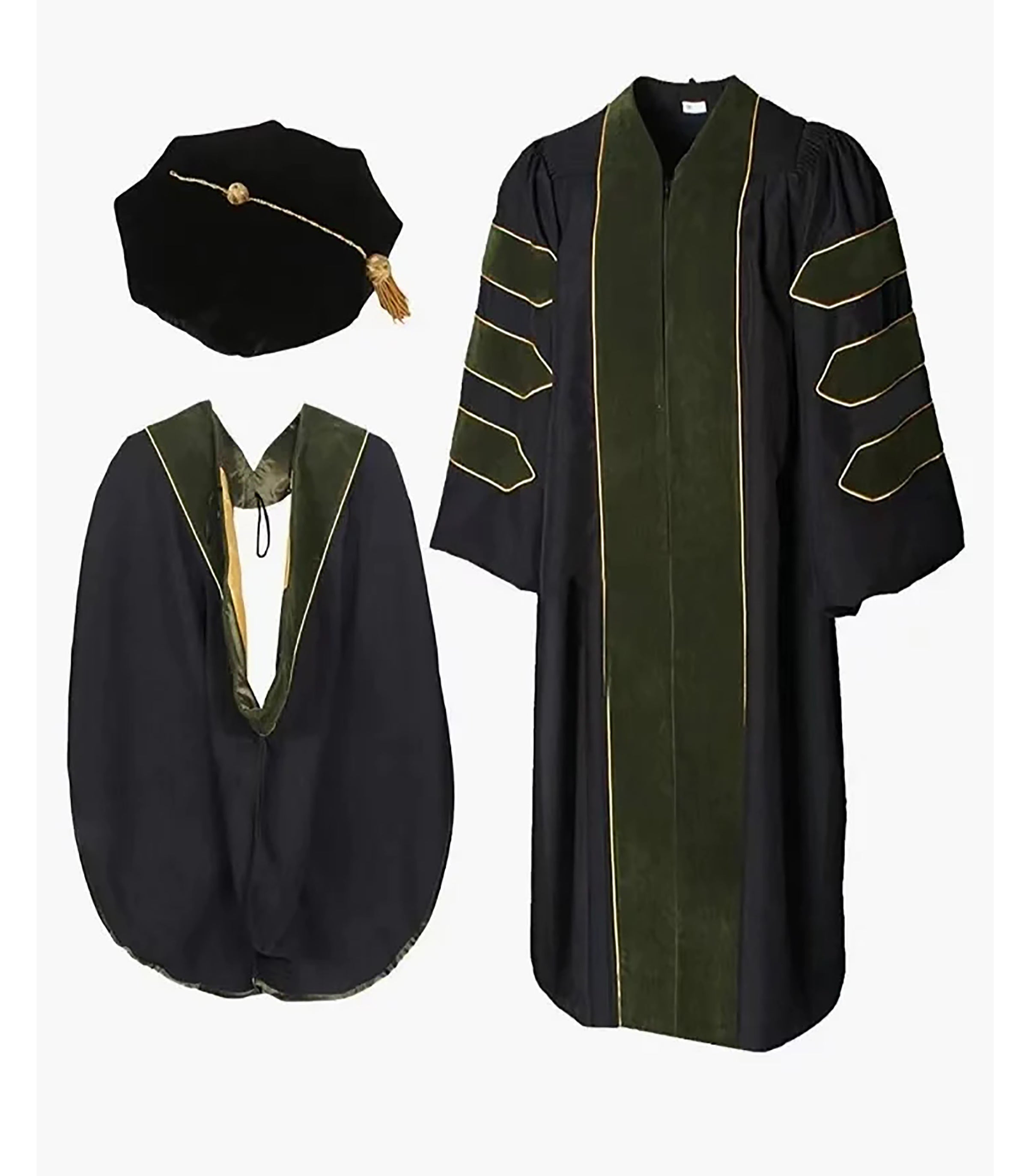 Deluxe Doctoral Graduation Gown/Doctoral Hood/ Doctoral Tam Package-CA graduation