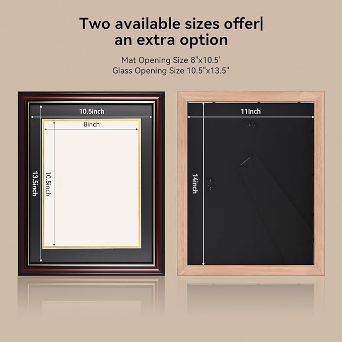Solid Wood Diploma Frame 8.5 x 11 Certificate Frames with Red Mat or 11x14 Document without Mat as Graduation Picture Frame-CA graduation