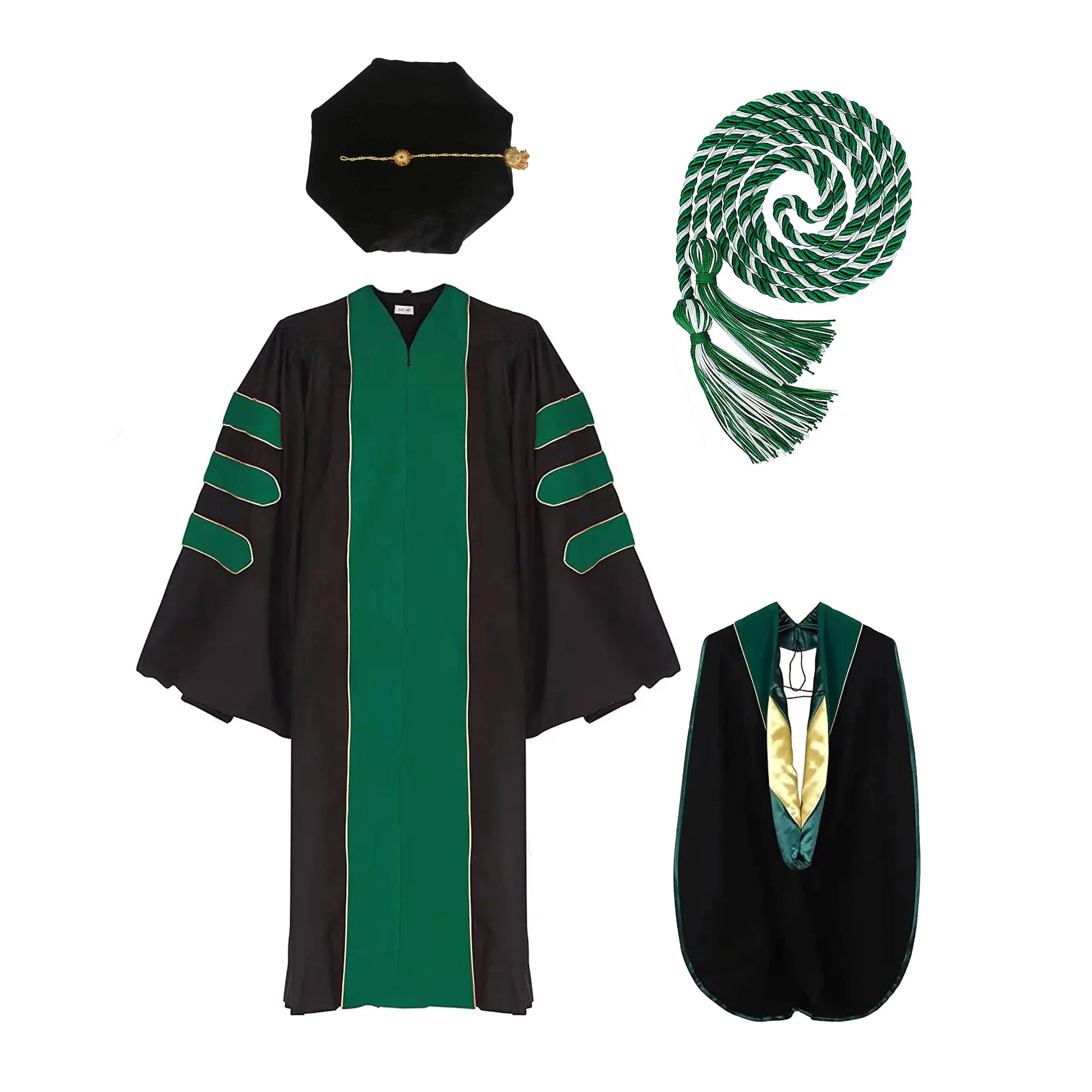 Deluxe Doctoral Graduation Gown/Doctoral Hood/ Doctoral Tam /Honor Cord Package-CA graduation