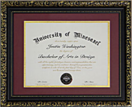 Graduation Diploma Frame Black with Gold Floral Pattern for 8.5"x11" Diploma