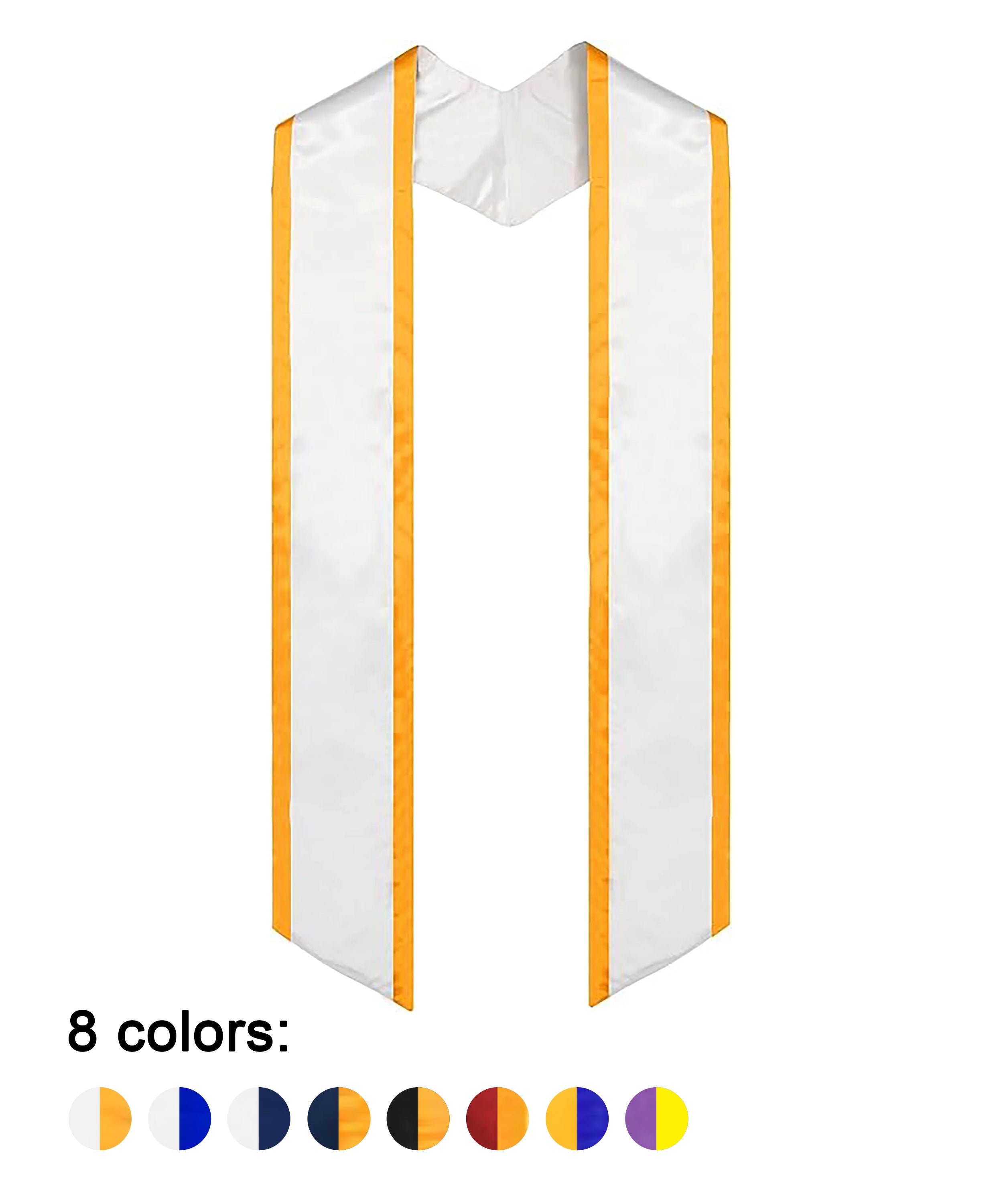 Unisex Adult Graduation Honor Stole Angled End with Trim 72” in Various Colors-CA graduation