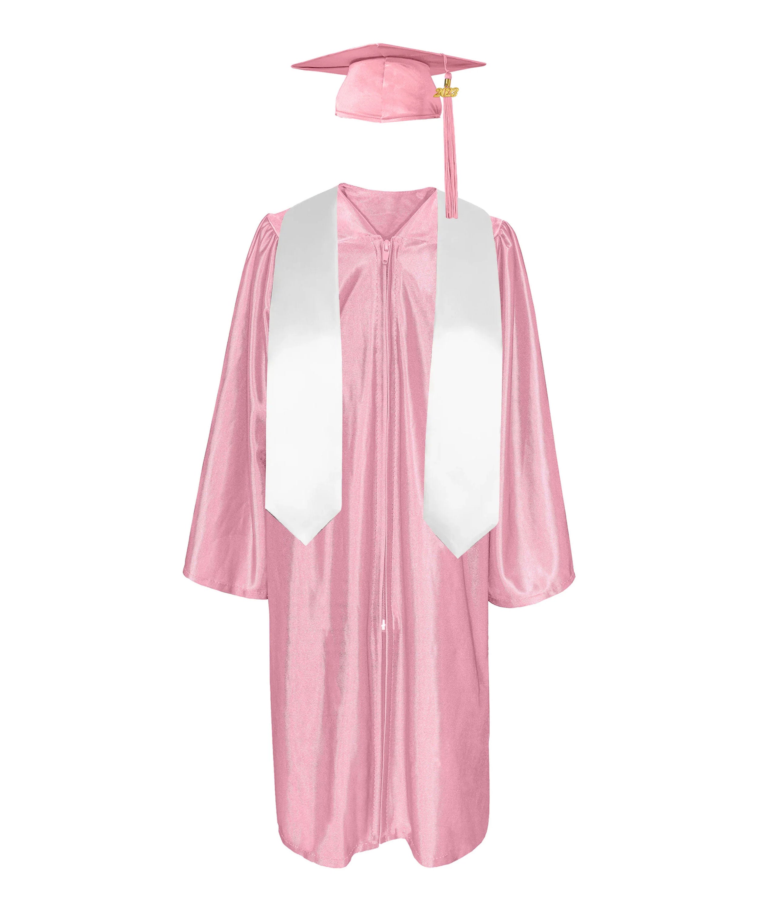 Shiny Gown, Cap,Tassel & Plain Graduation Stole 60” Package|graduate graduation gown-CA graduation