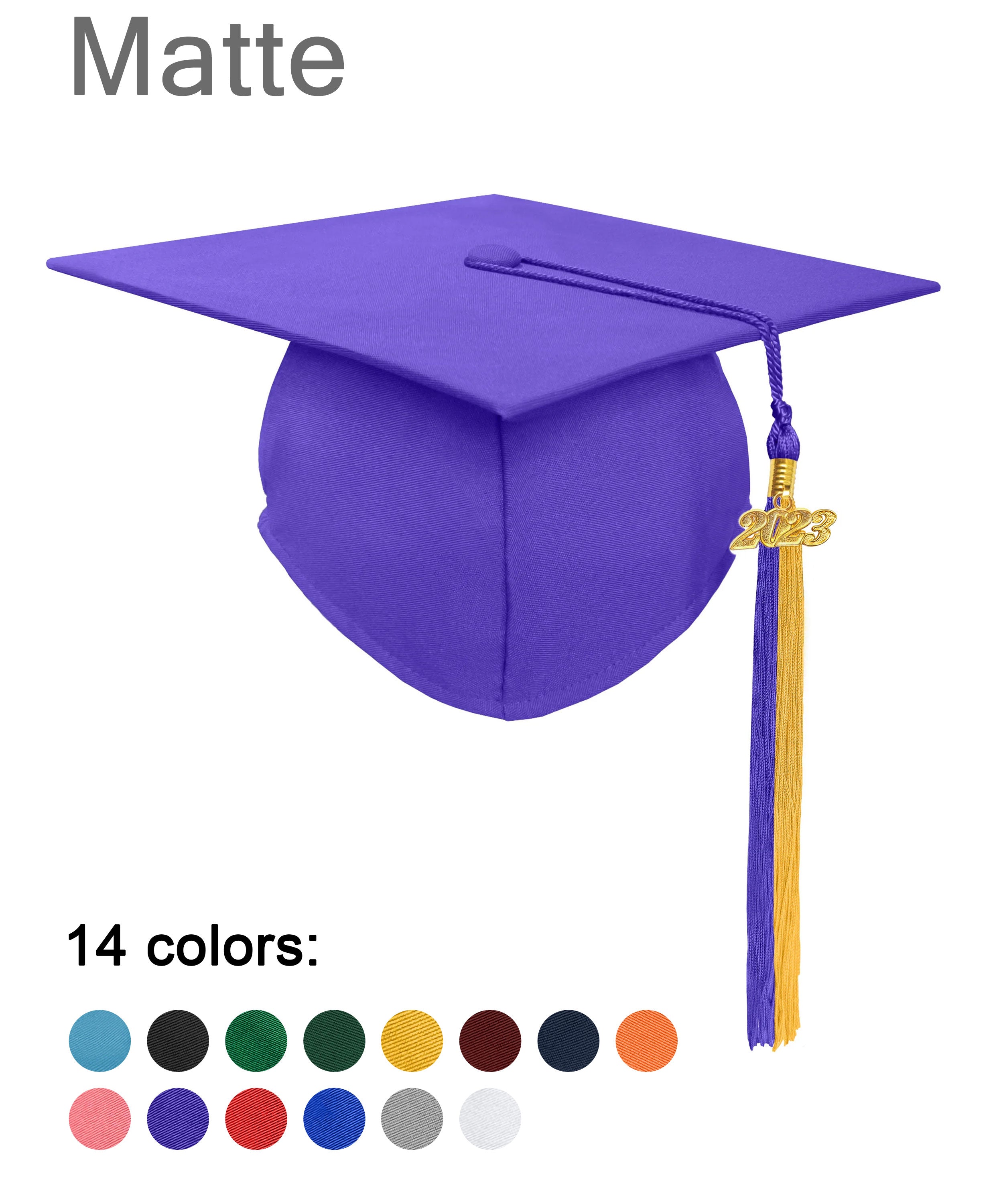 Matte Graduation Cap with Colourful Tassel Charm 2023|2024 for Middle & High School | Bachelor & Master Degree-CA graduation