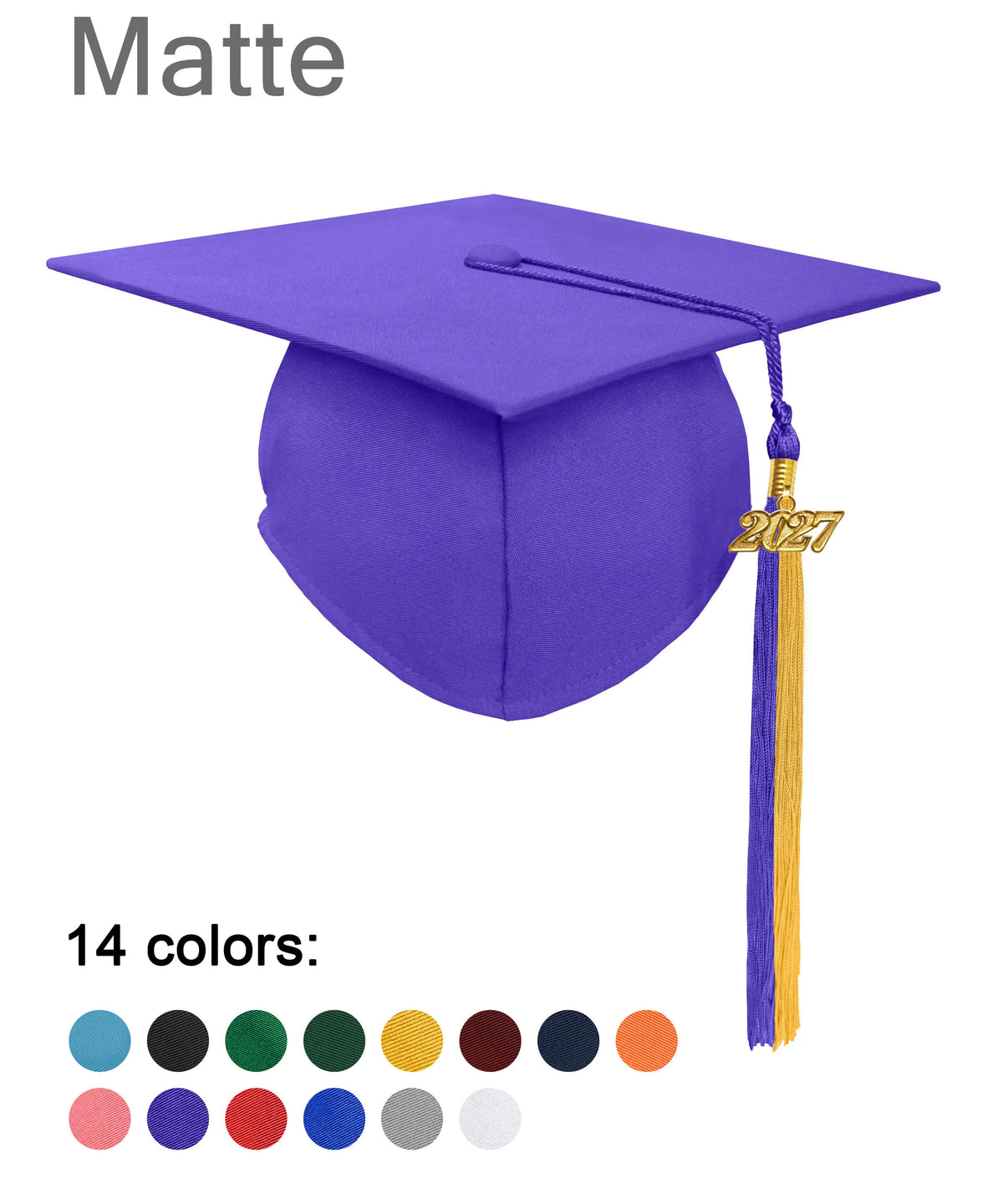 Matte Graduation Cap with Colourful Tassel Charm 2023|2024 for Middle & High School | Bachelor & Master Degree-CA graduation