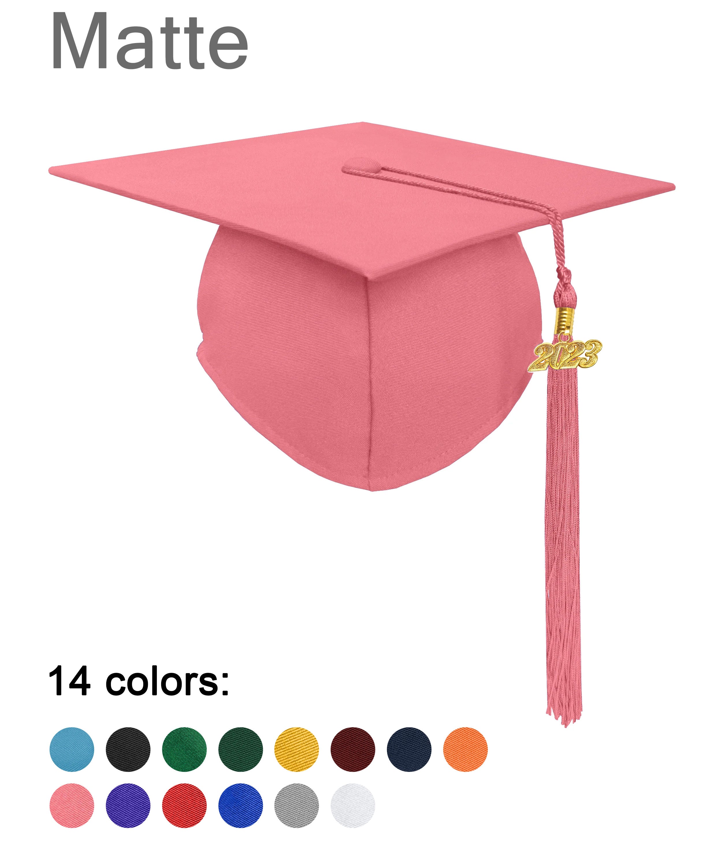 Matte Graduation Cap with Tassel Charm 2023 | 2024 for Middle & High School | Bachelor & Master Degree-CA graduation
