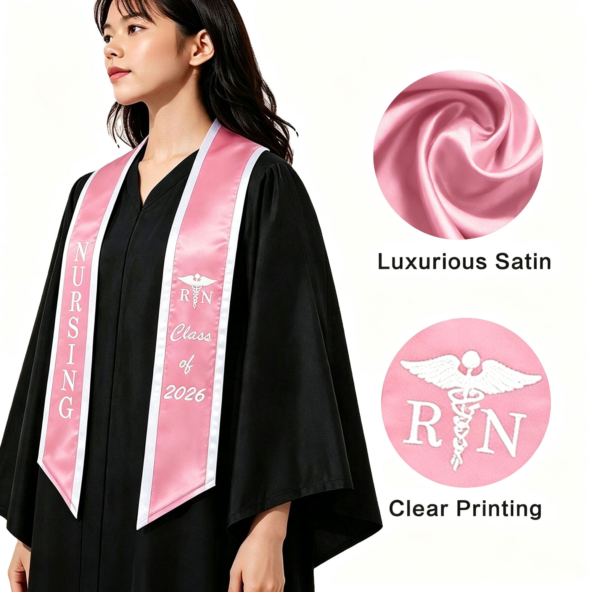 Unisex Adult Nursing Graduation Stoles Class of 2026 Sashes with Medical Logo-CA graduation