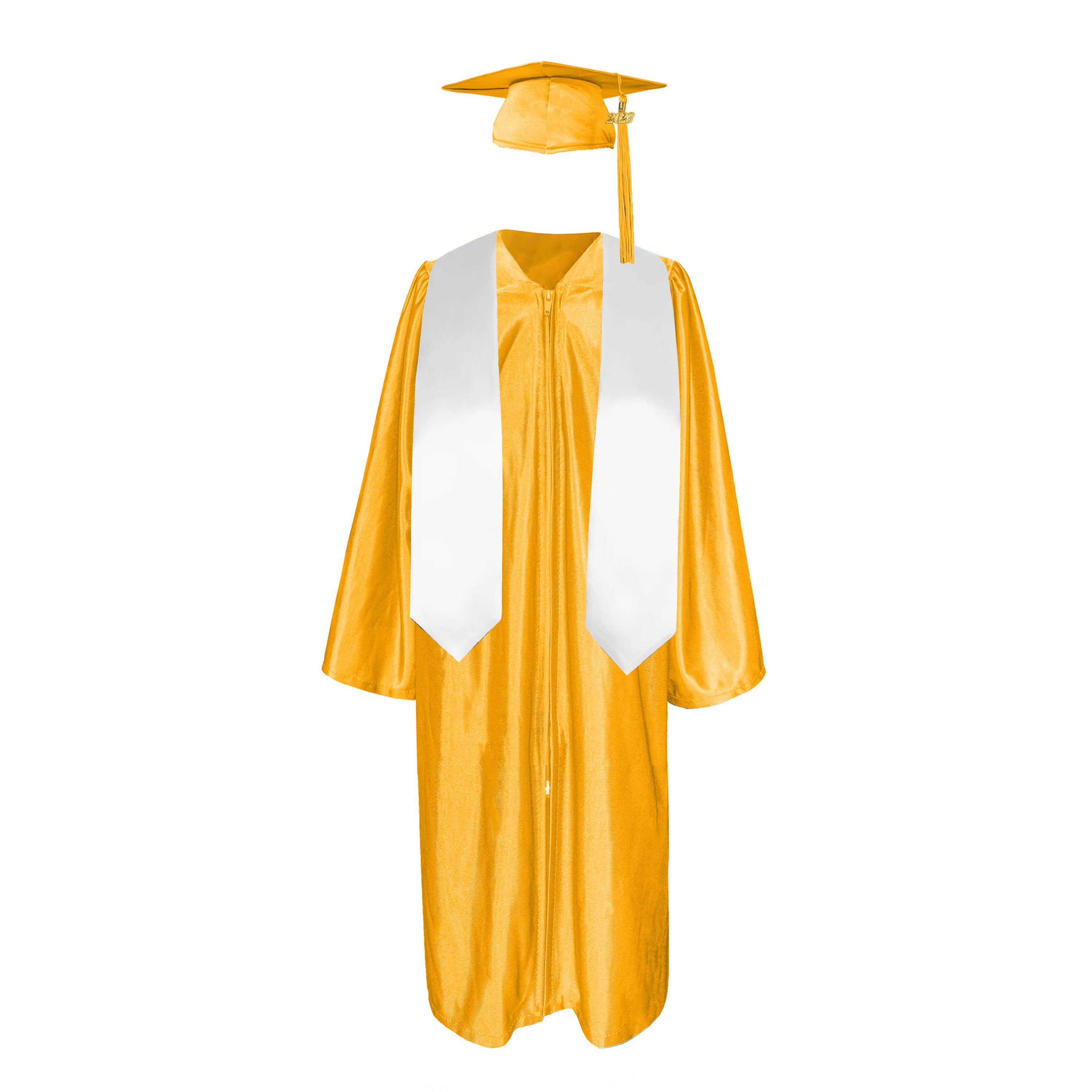 Shiny Gown, Cap,Tassel & Plain Graduation Stole 60” Package|graduate graduation gown-CA graduation