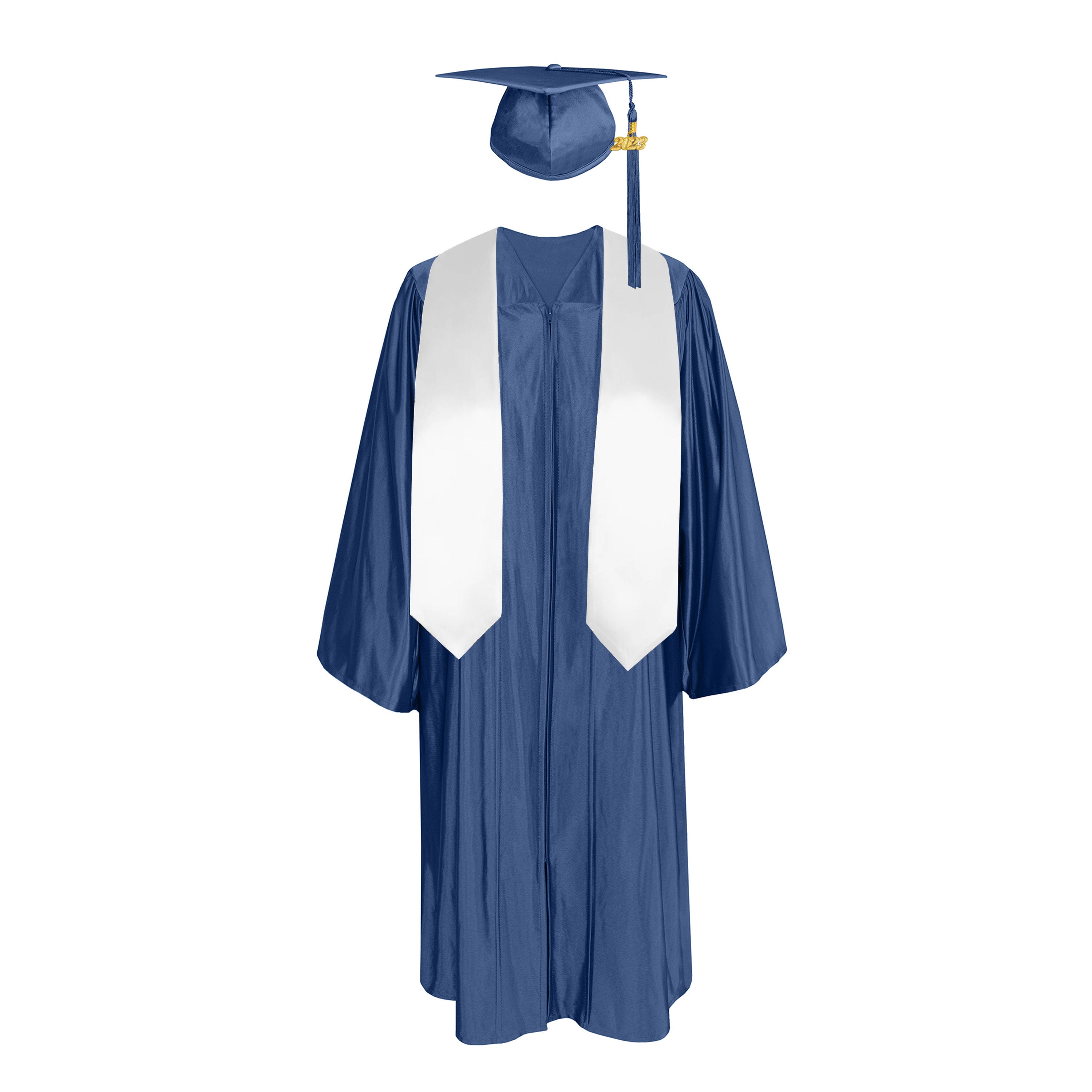 Shiny Gown, Cap,Tassel & Plain Graduation Stole 60” Package|graduate graduation gown-CA graduation