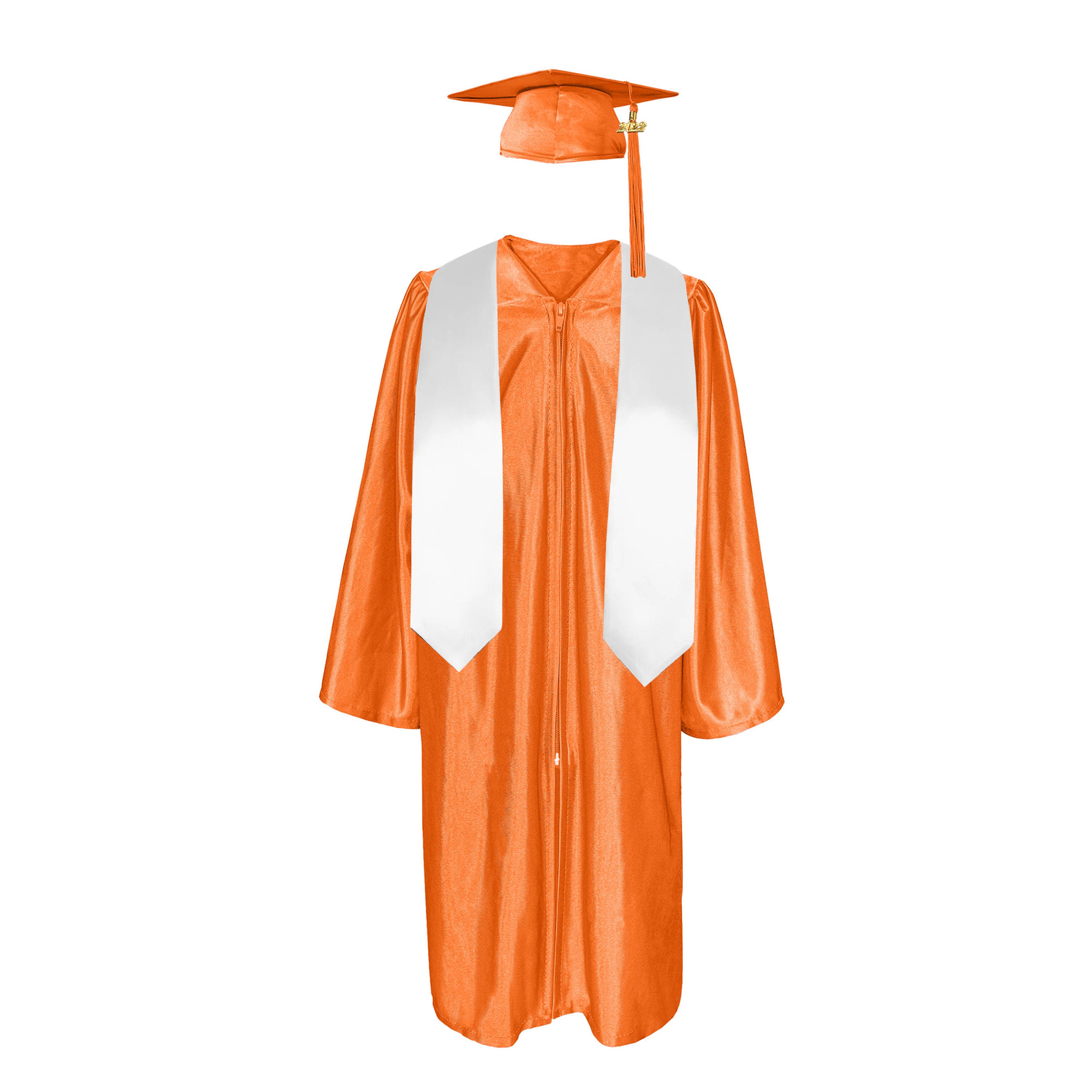Shiny Gown, Cap,Tassel & Plain Graduation Stole 60” Package|graduate graduation gown-CA graduation