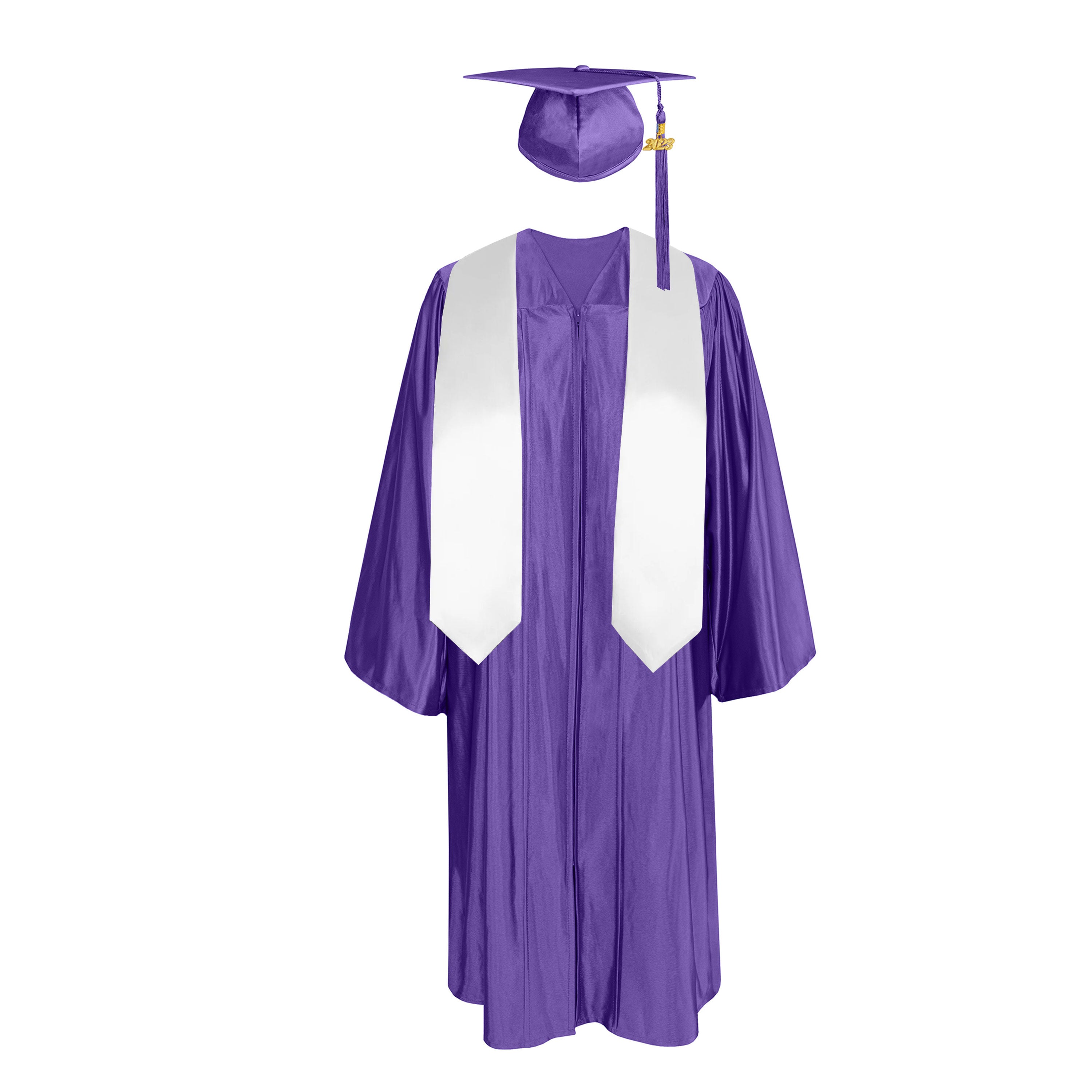 Shiny Gown, Cap,Tassel & Plain Graduation Stole 60” Package|graduate graduation gown-CA graduation