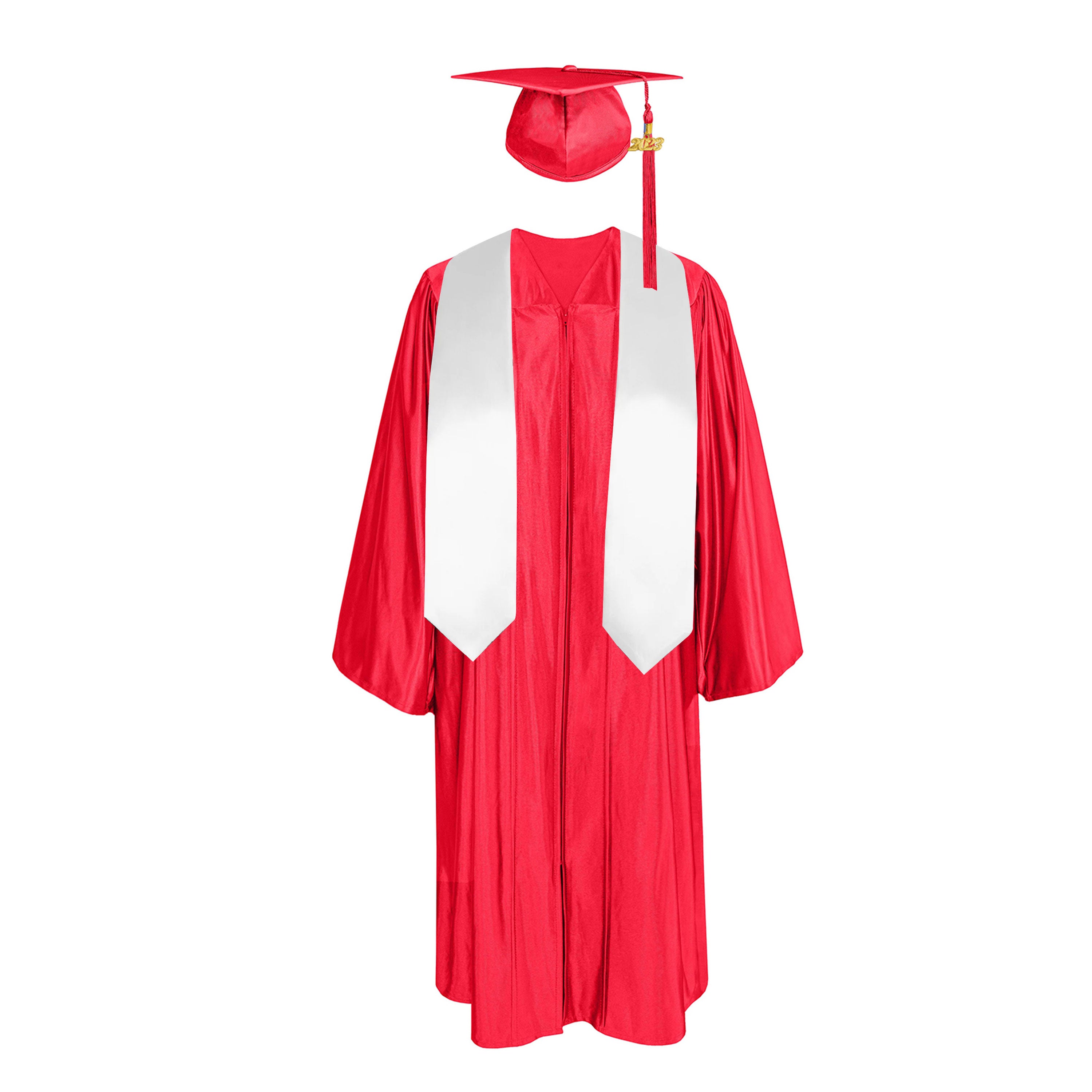 Shiny Gown, Cap,Tassel & Plain Graduation Stole 60” Package|graduate graduation gown-CA graduation