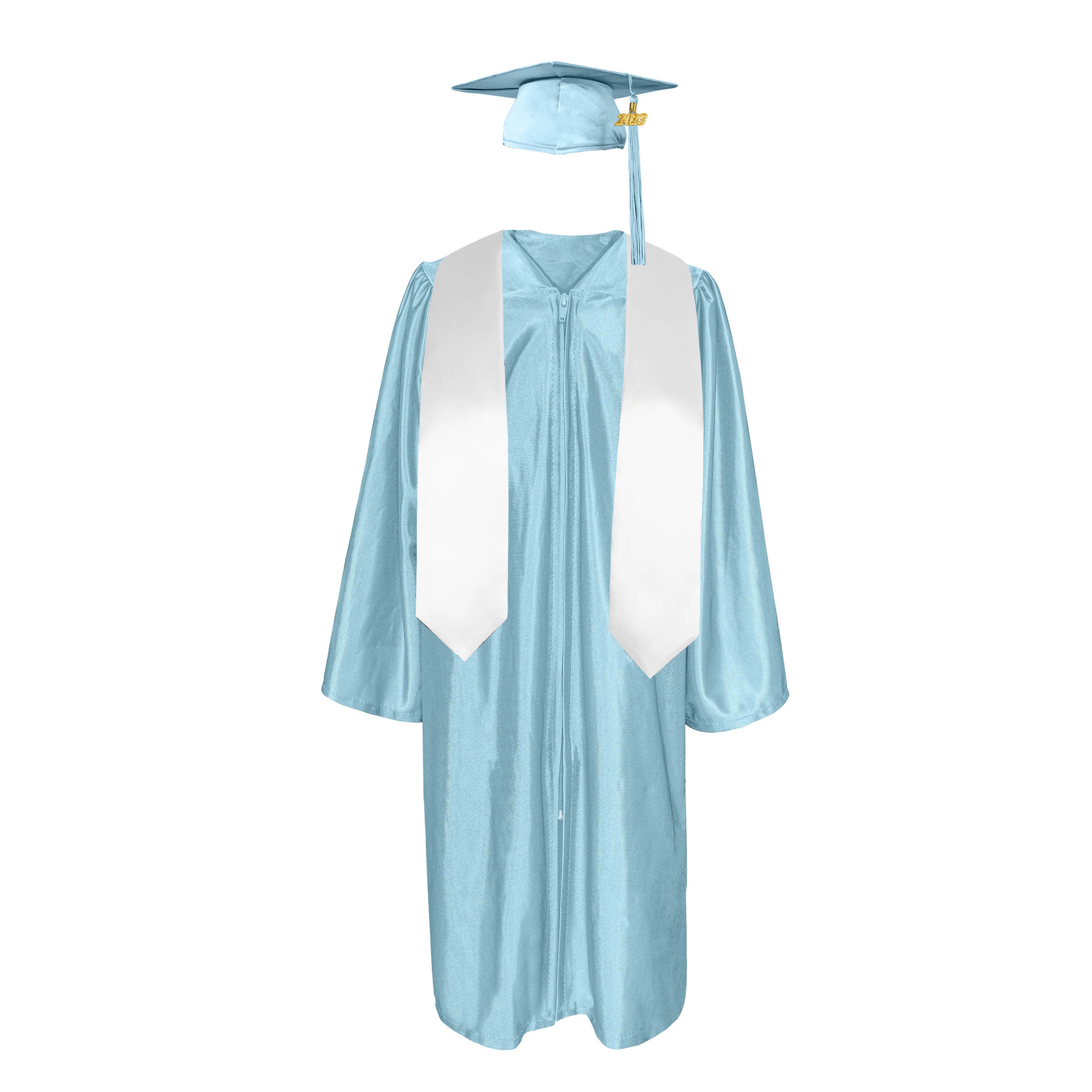 Shiny Gown, Cap,Tassel & Plain Graduation Stole 60” Package|graduate graduation gown-CA graduation