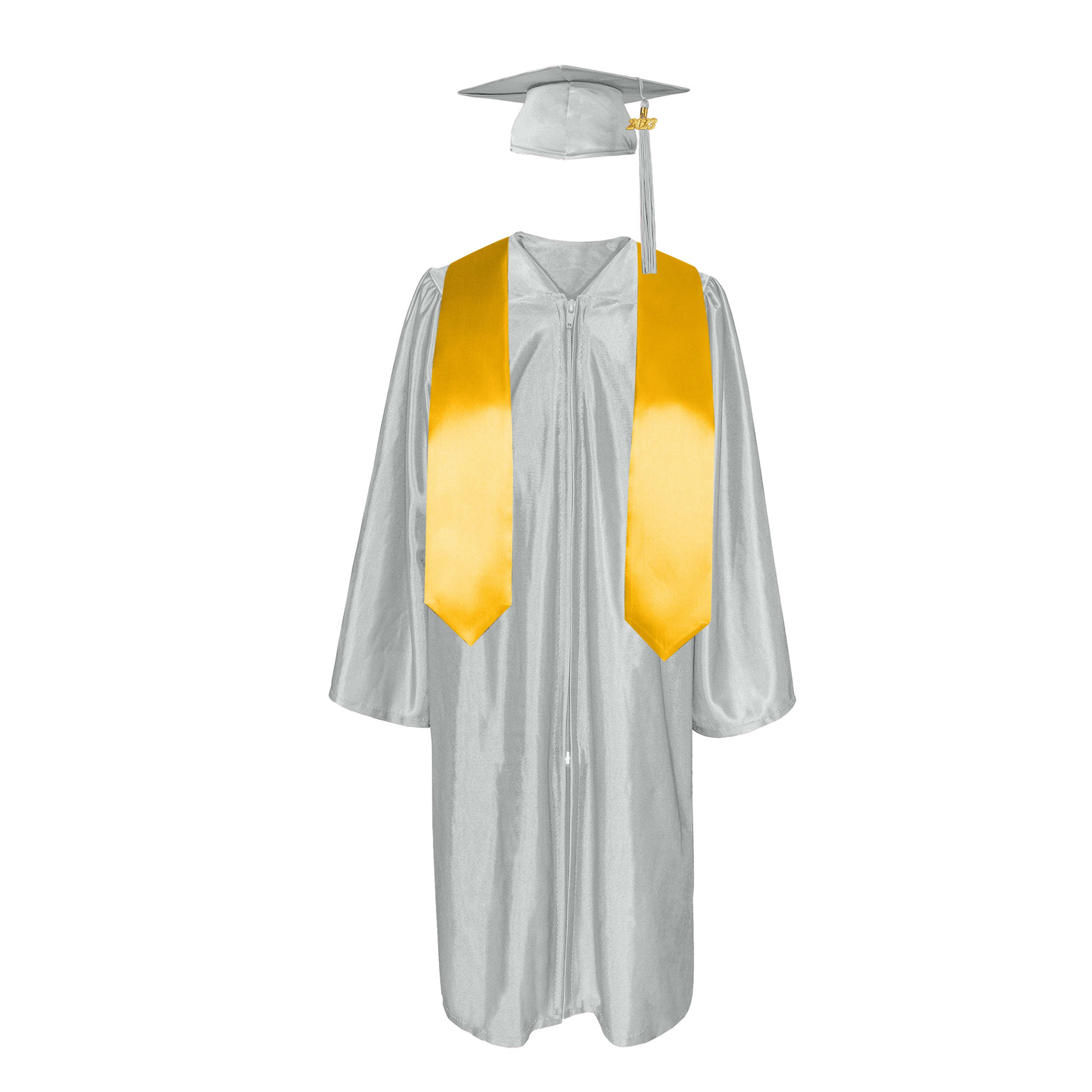 Shiny Gown, Cap,Tassel & Plain Graduation Stole 60” Package|graduate graduation gown-CA graduation