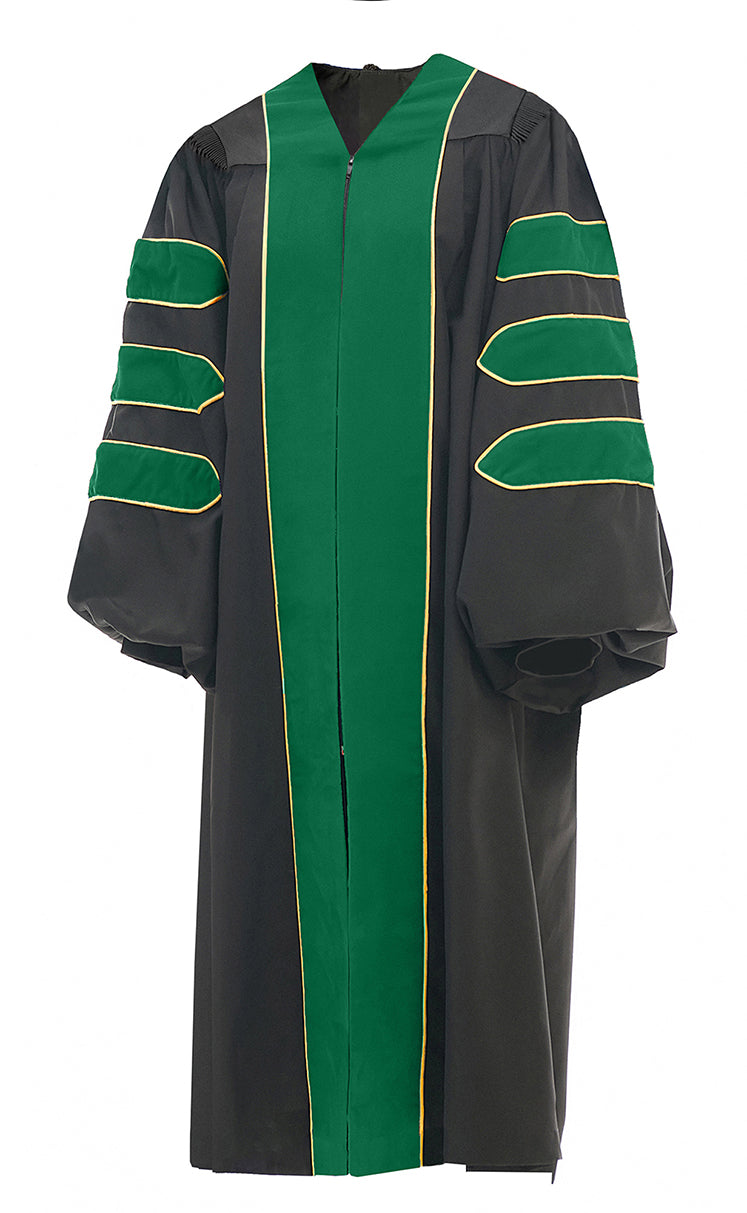 Deluxe Doctoral Graduation Gown/PHD Gown/Doctoral Regalia for Professor or Faculty with Gold Piping-CA graduation
