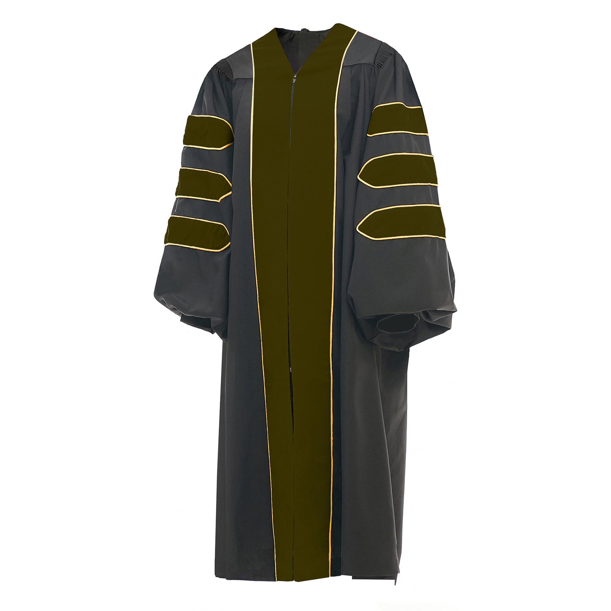 Deluxe Doctoral Graduation Gown/PHD Gown/Doctoral Regalia for Professor or Faculty with Gold Piping-CA graduation