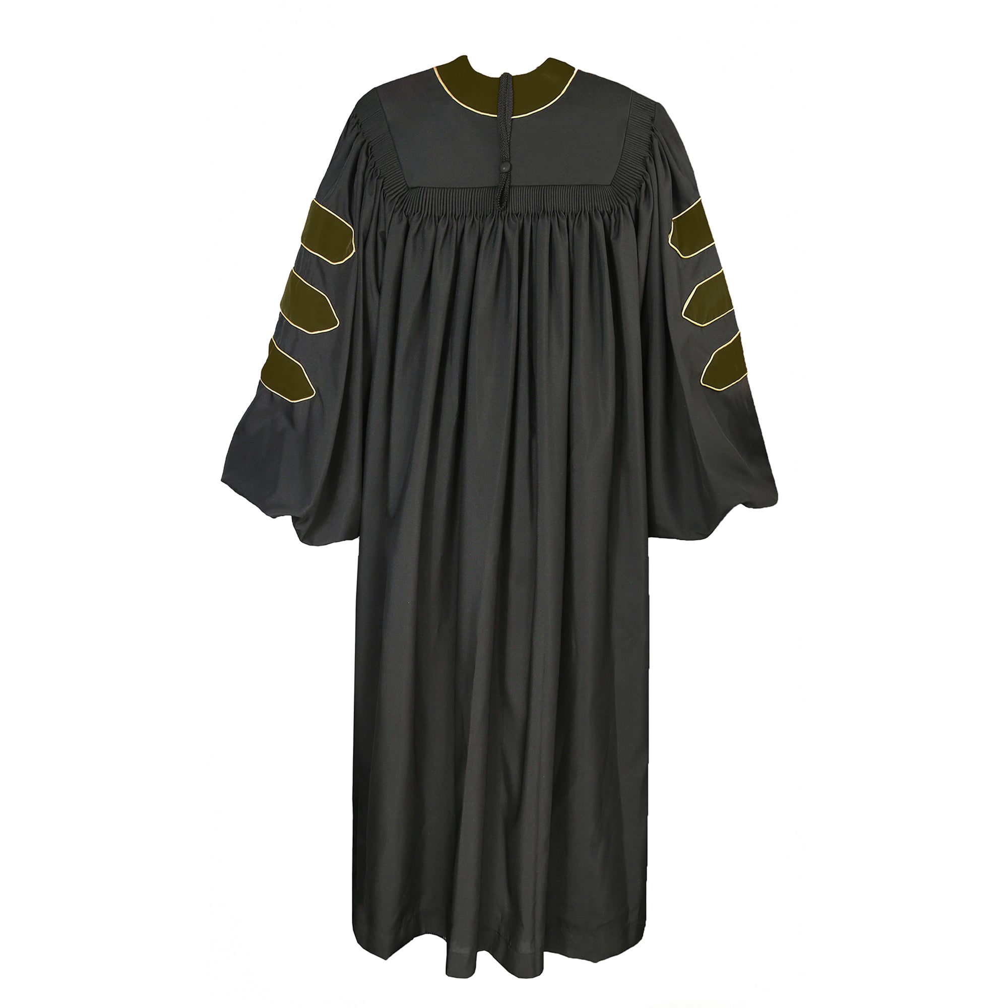 Deluxe Doctoral Graduation Gown/PHD Gown/Doctoral Regalia for Professor or Faculty with Gold Piping-CA graduation