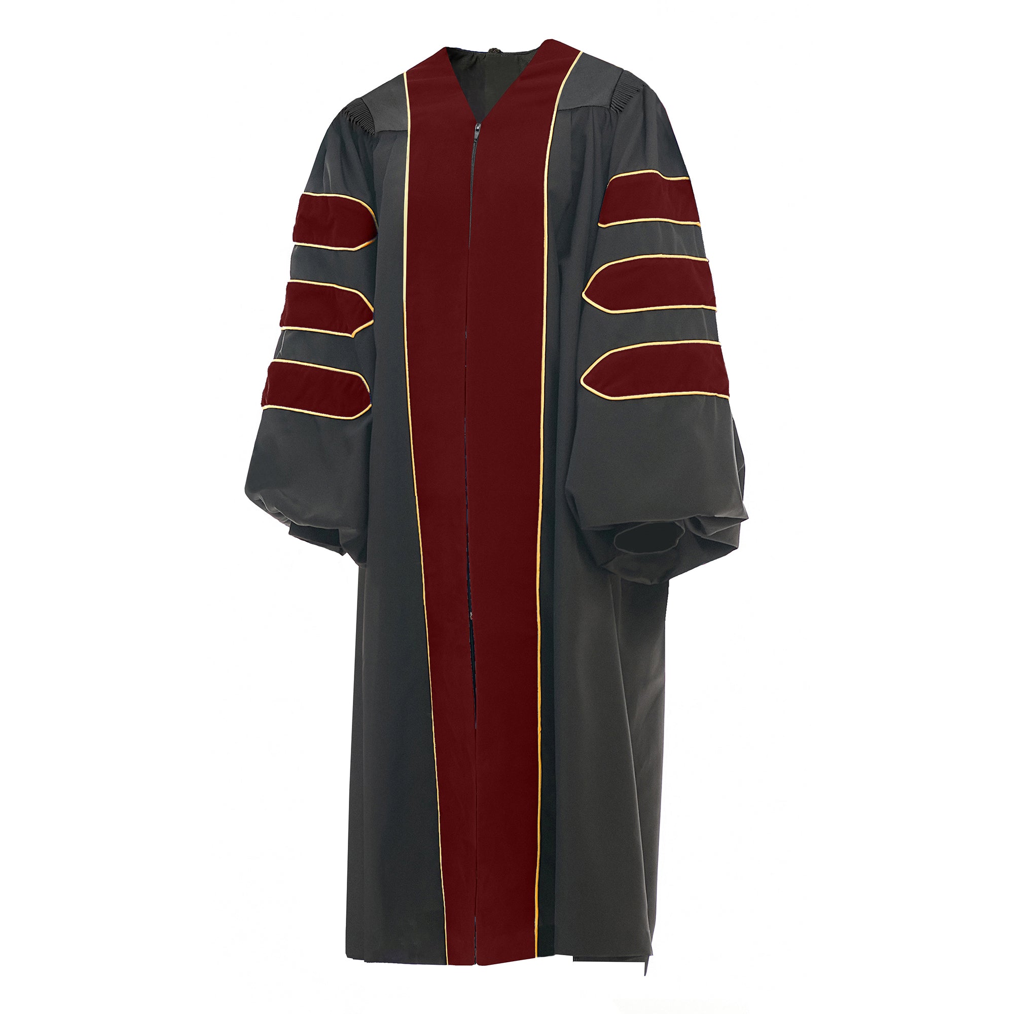 Deluxe Doctoral Graduation Gown/PHD Gown/Doctoral Regalia for Professor or Faculty with Gold Piping-CA graduation