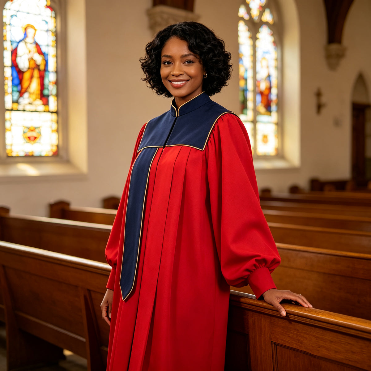 Custom Unisex Church Clergy Robe with Puff Sleeves|Premium Church Clergy Robe-CA graduation