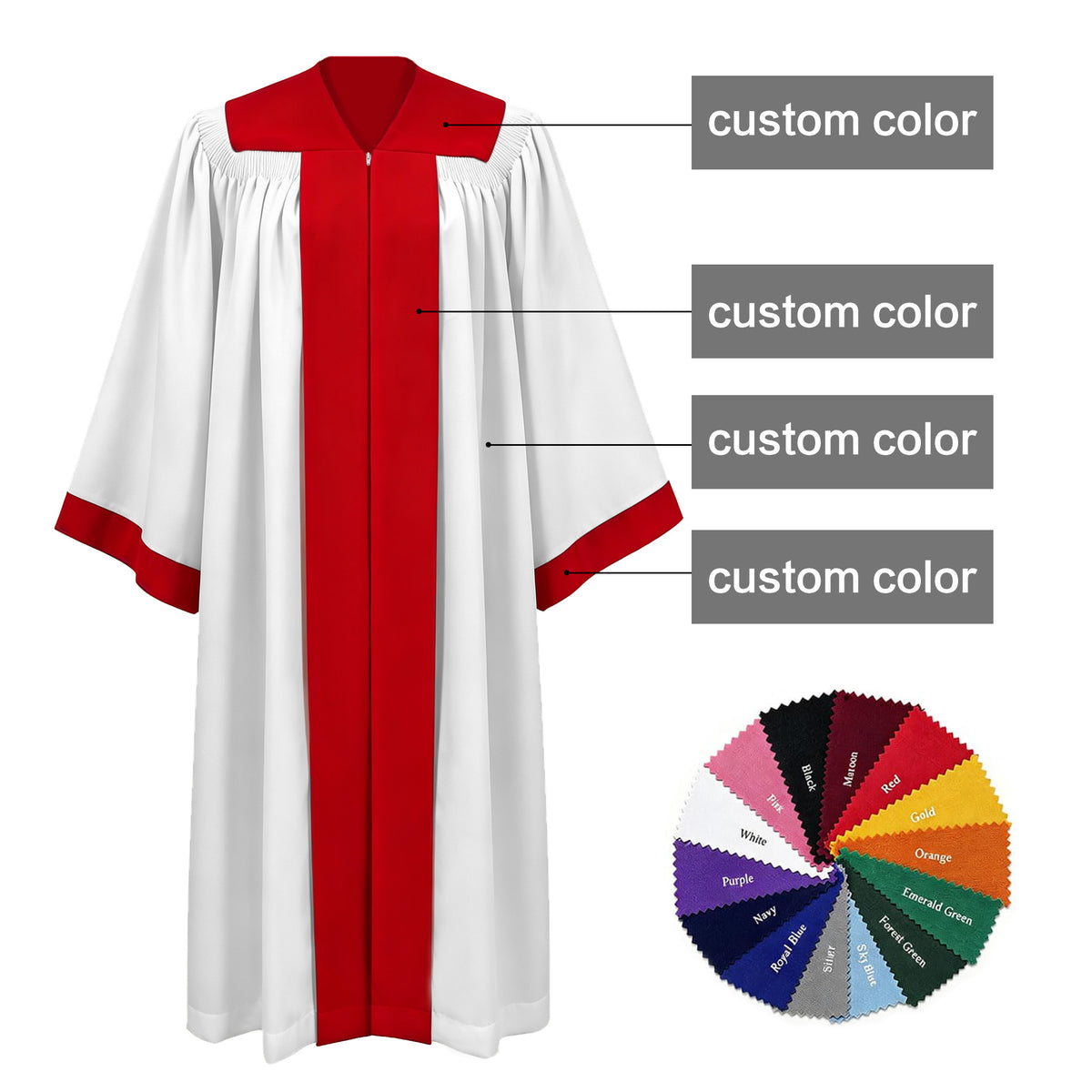 Custom Church Choir Vestment Gown for Worship Service-CA graduation