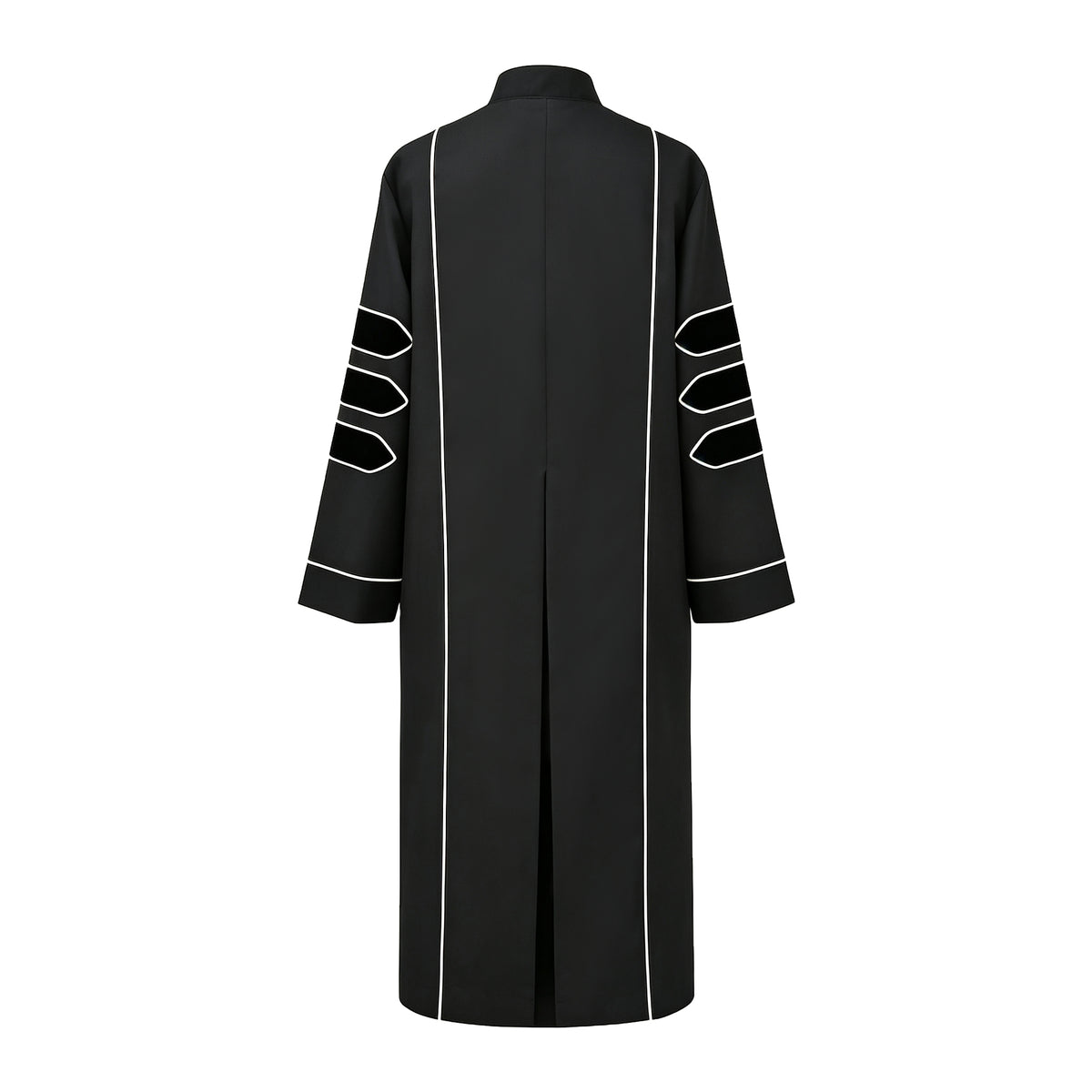 Pastor Clergy Robe Set with Cross | Black Button-Down Church Ministry Robe with White Trim-CA graduation