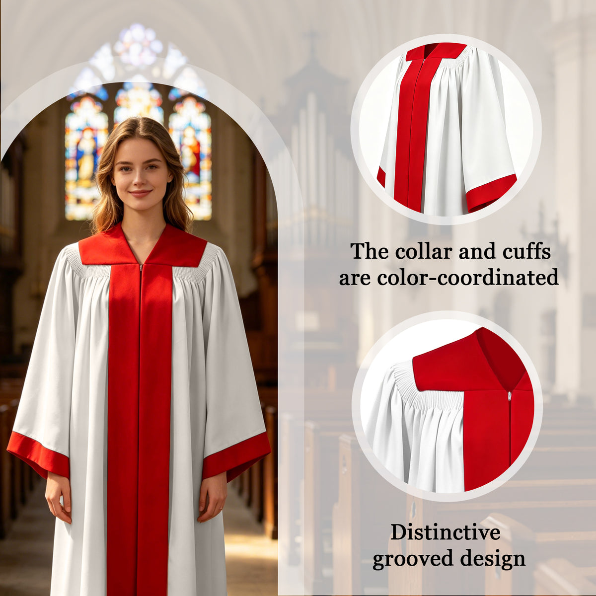 Custom Church Choir Vestment Gown for Worship Service-CA graduation