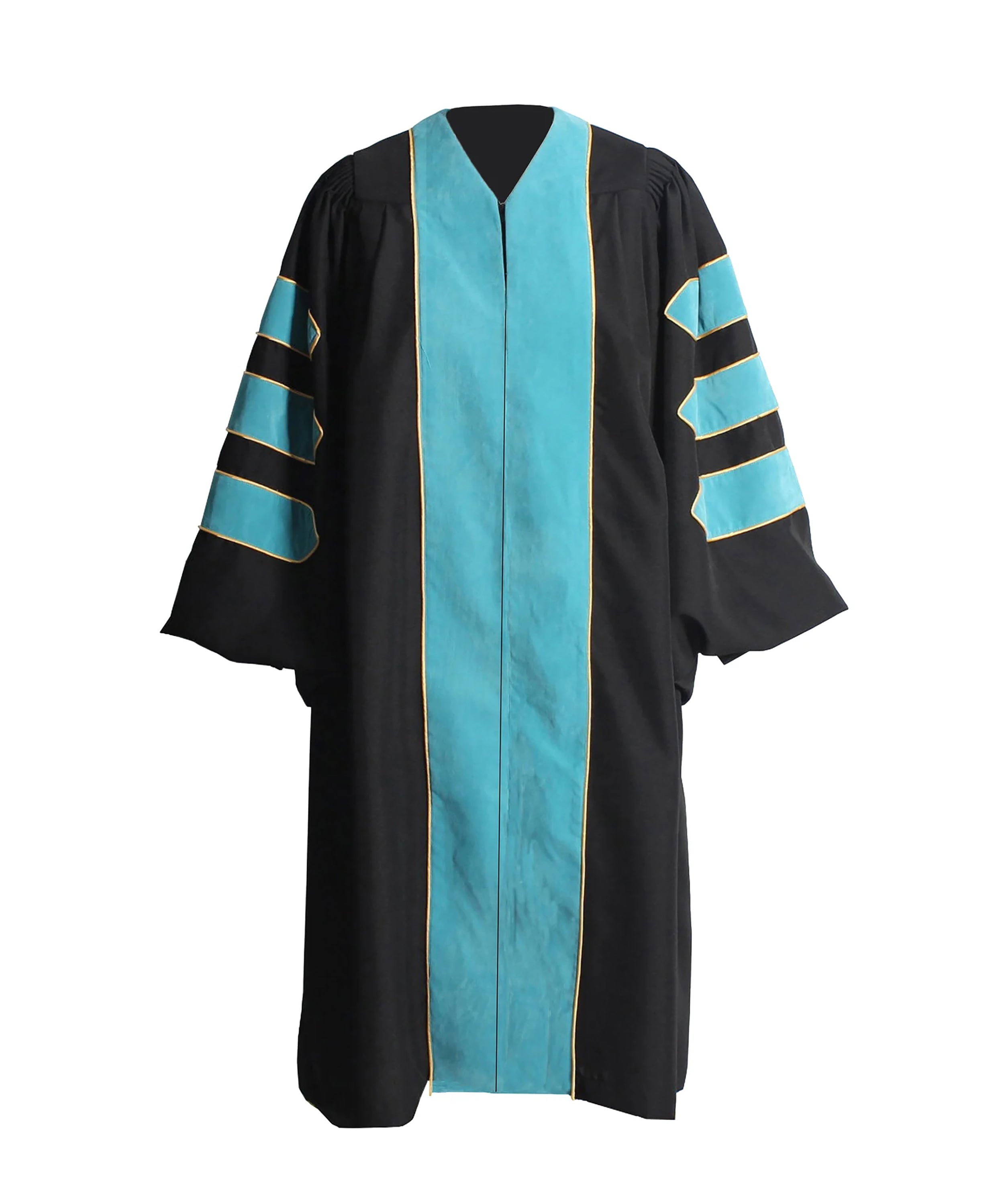 Deluxe Doctoral Graduation Gown/PHD Gown/Doctoral Regalia for Professor or Faculty with Gold Piping-CA graduation