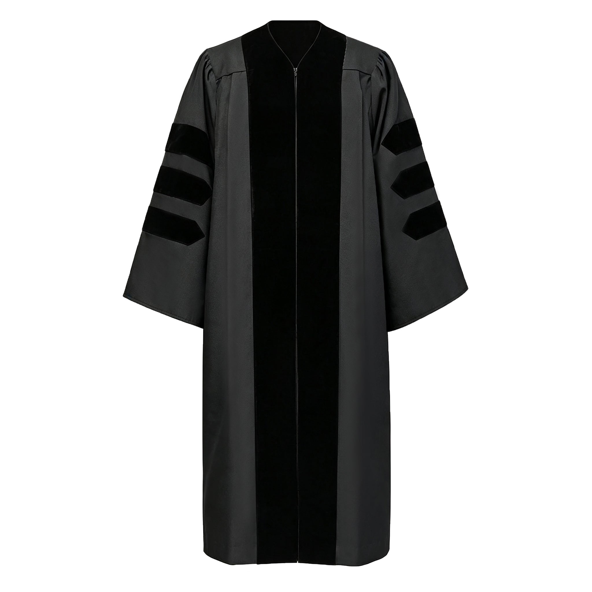 Economy Doctoral Graduation Gown / PHD Gown with Black Velvet Trim-CA graduation