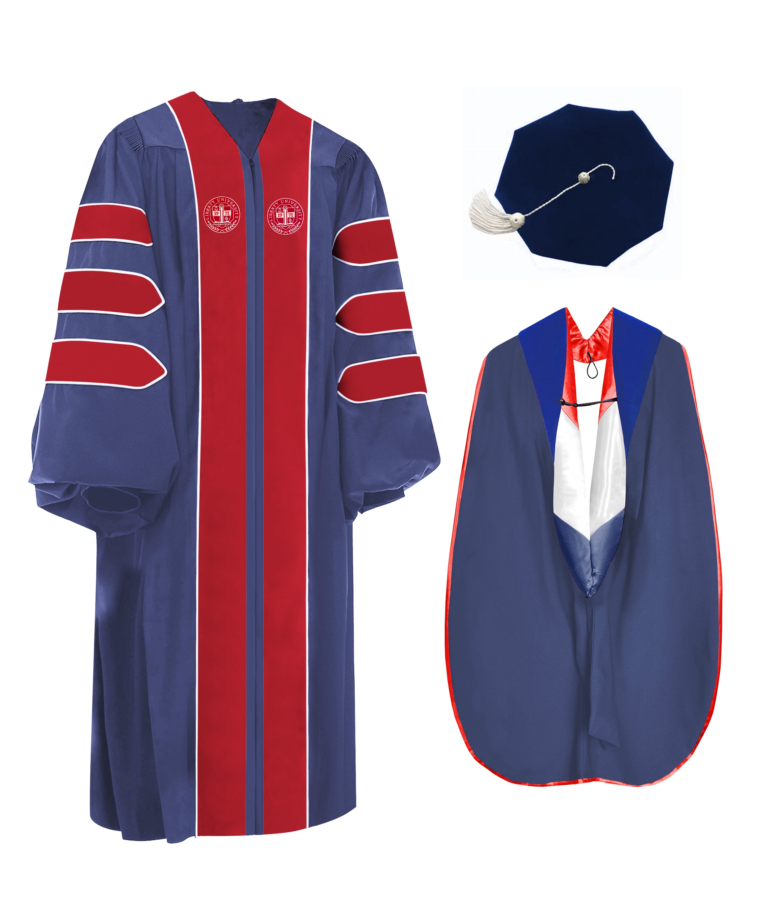 Custom Liberty University PhD Doctoral Regalia Set – Gown, Hood & Tam-CA graduation