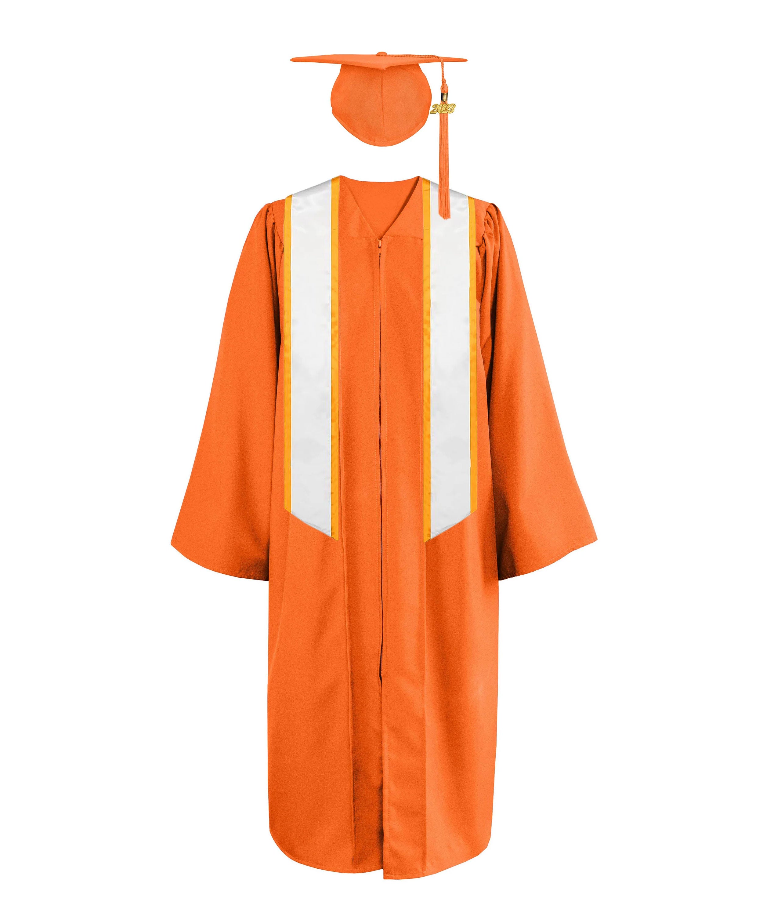 Matte Cap, Gown, Tassel ,Honor Stole Angled End with Trim 72”-CA graduation