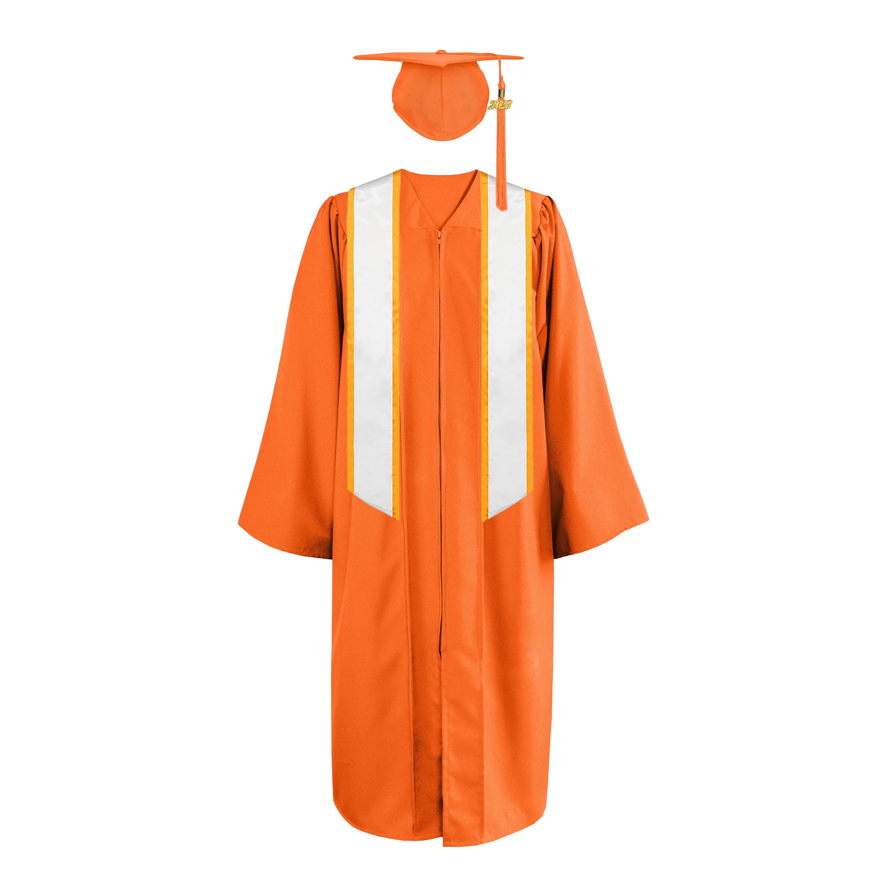 Matte Cap, Gown, Tassel ,Honor Stole Angled End with Trim 72”-CA graduation