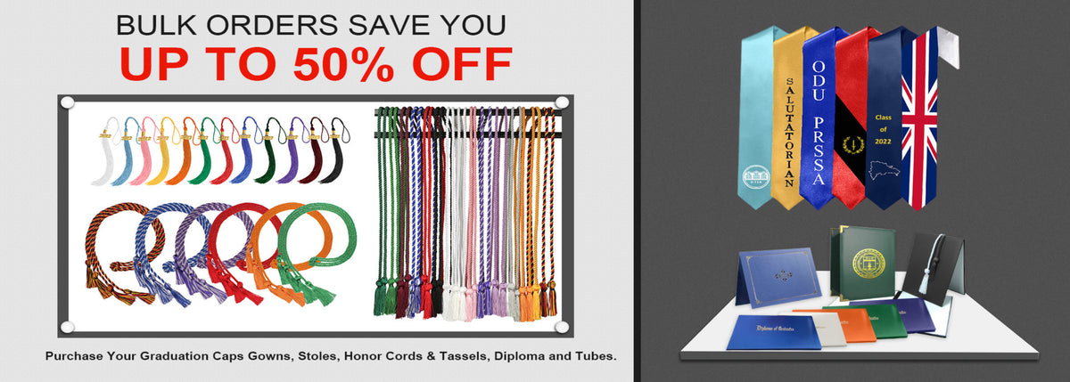 Graduation Caps, Gowns, Stoles, Tassels and Accessories Bulk Ordering