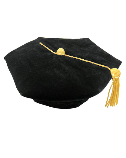 Deluxe Doctoral Graduation Tam with Gold Bullion Tassel in Various Colors and Styles (4/6/8 Sided)-CA graduation