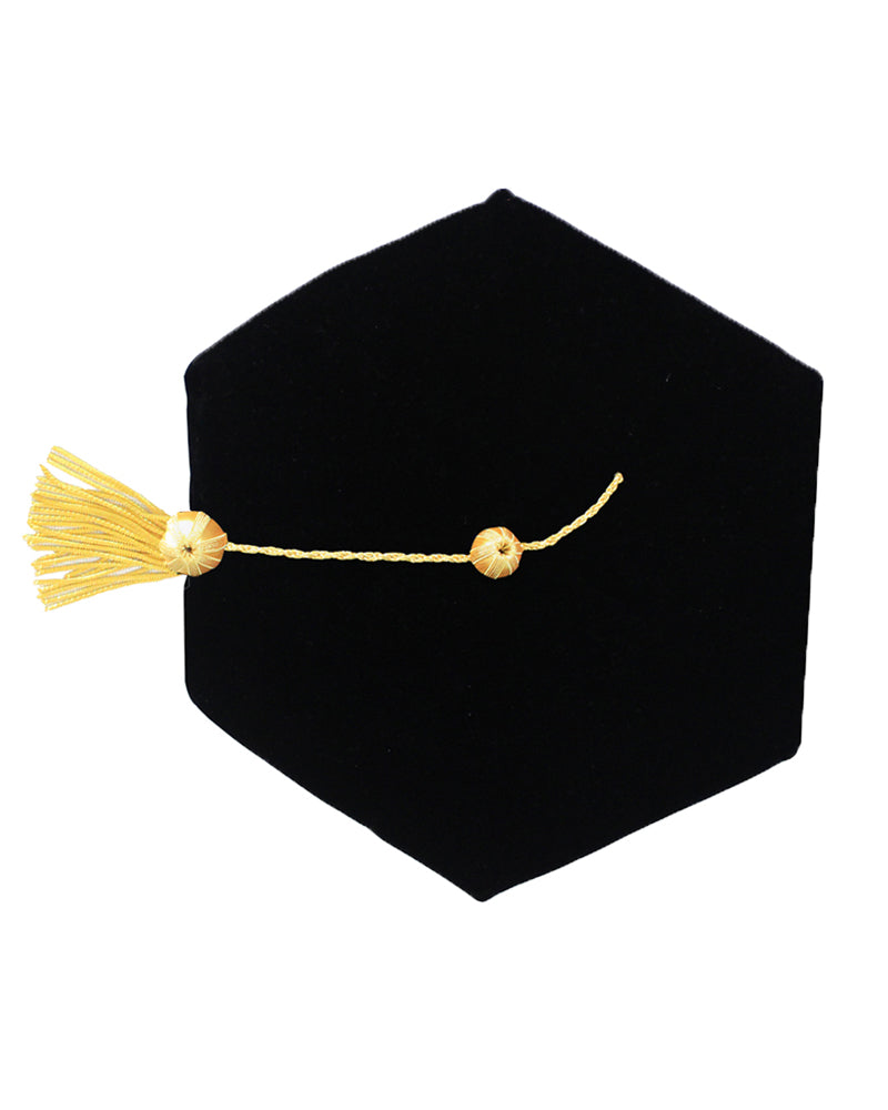 Deluxe Doctoral Graduation Tam with Gold Bullion Tassel in Various Colors and Styles (4/6/8 Sided)-CA graduation