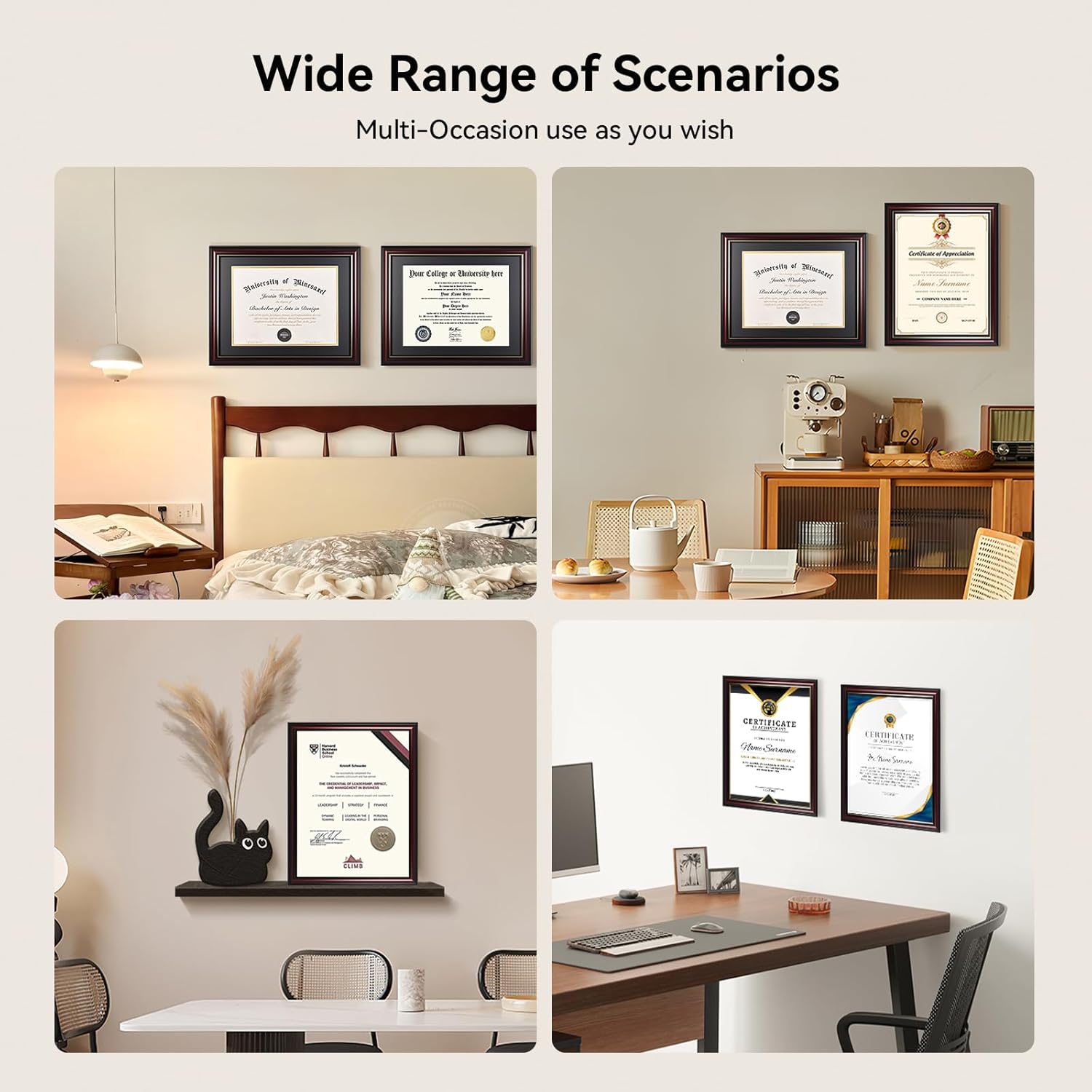 Solid Wood Diploma Frame 8.5 x 11 Certificate Frames with Red Mat or 11x14 Document without Mat as Graduation Picture Frame-CA graduation
