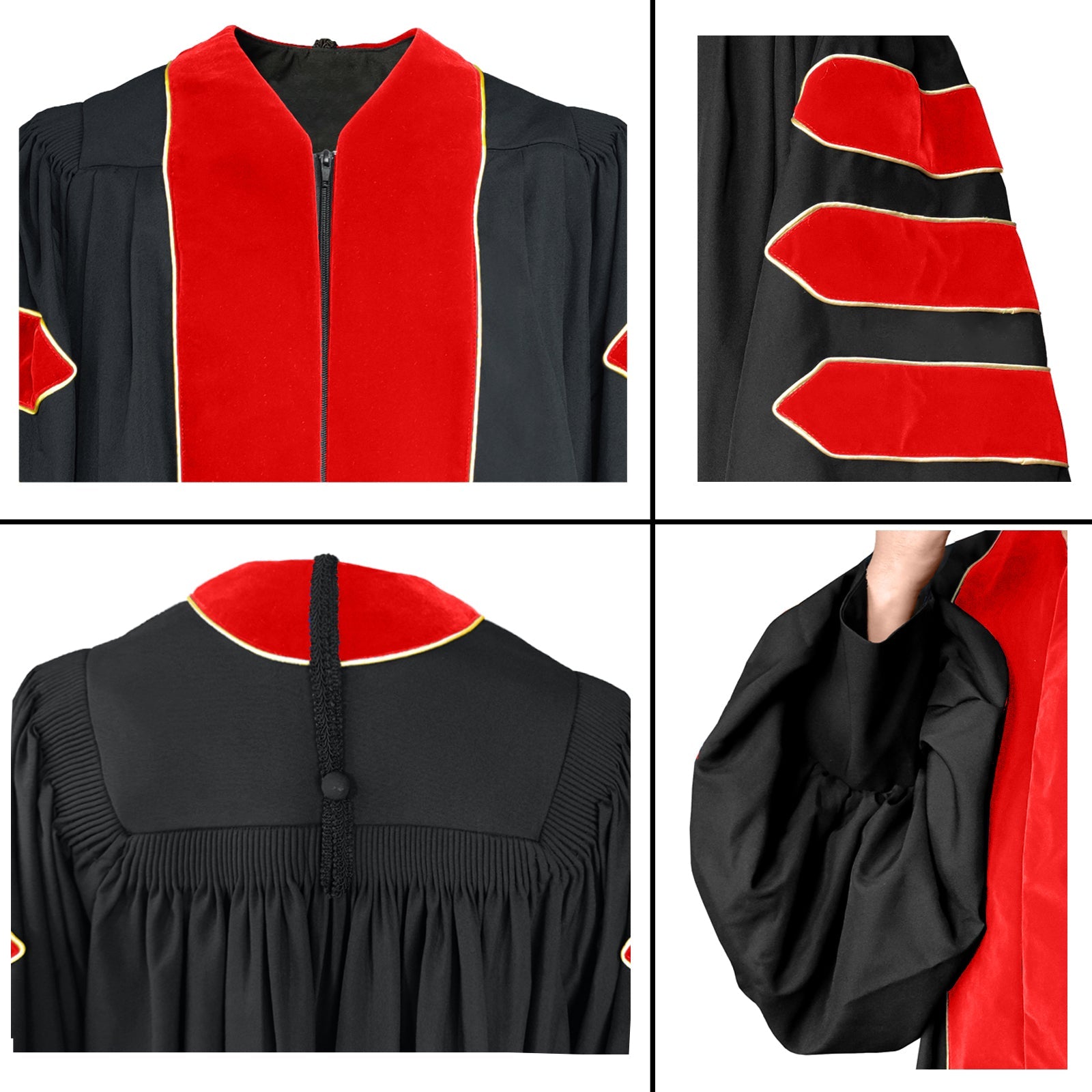 Deluxe Doctoral Graduation Gown/Doctoral Tam Package Rich in Color & Size-CA graduation