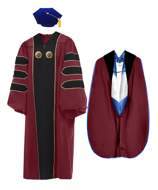 Custom Deluxe Doctoral Gown, Tam & Hood Package-CA graduation