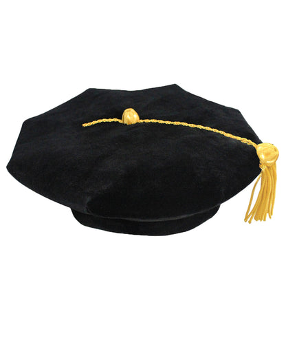 Deluxe Doctoral Graduation Tam with Gold Bullion Tassel in Various Colors and Styles (4/6/8 Sided)-CA graduation