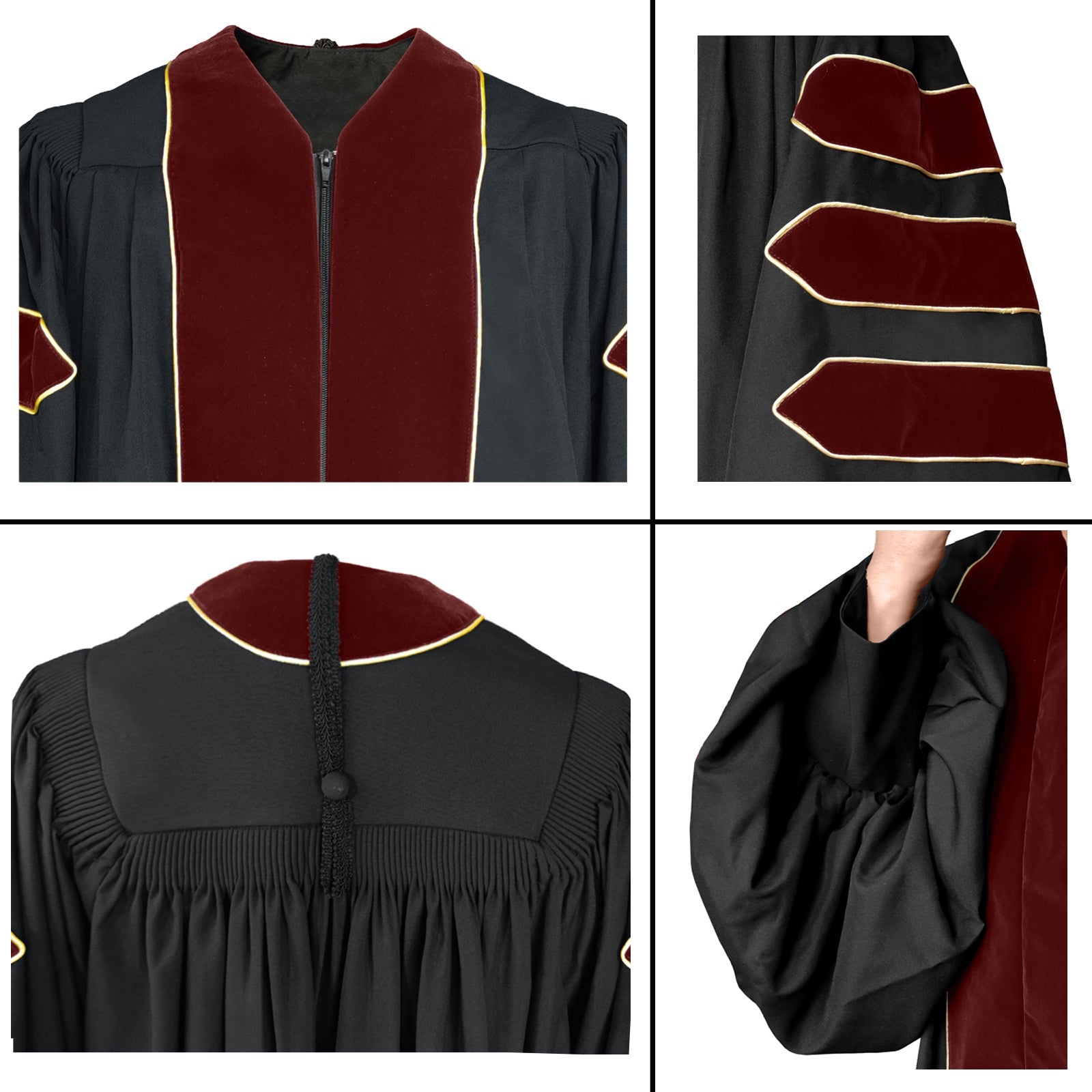 Deluxe Doctoral Graduation Gown/Doctoral Tam Package Rich in Color & Size-CA graduation