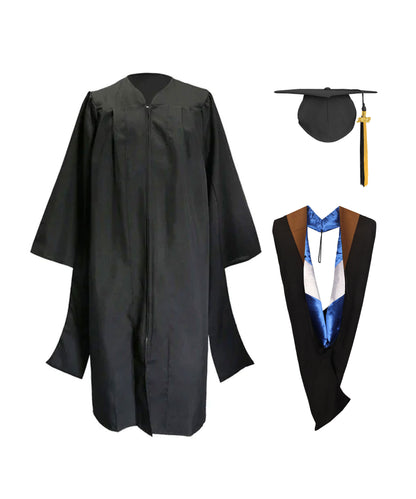 Classic Master Graduation Gown And Colorful tassel Caps & Master Graduation Hood in Various Color-CA graduation