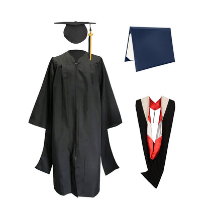 Classic Master Graduation Gown, cap, Tassel & Hood in Various Color & Diploma Package-CA graduation