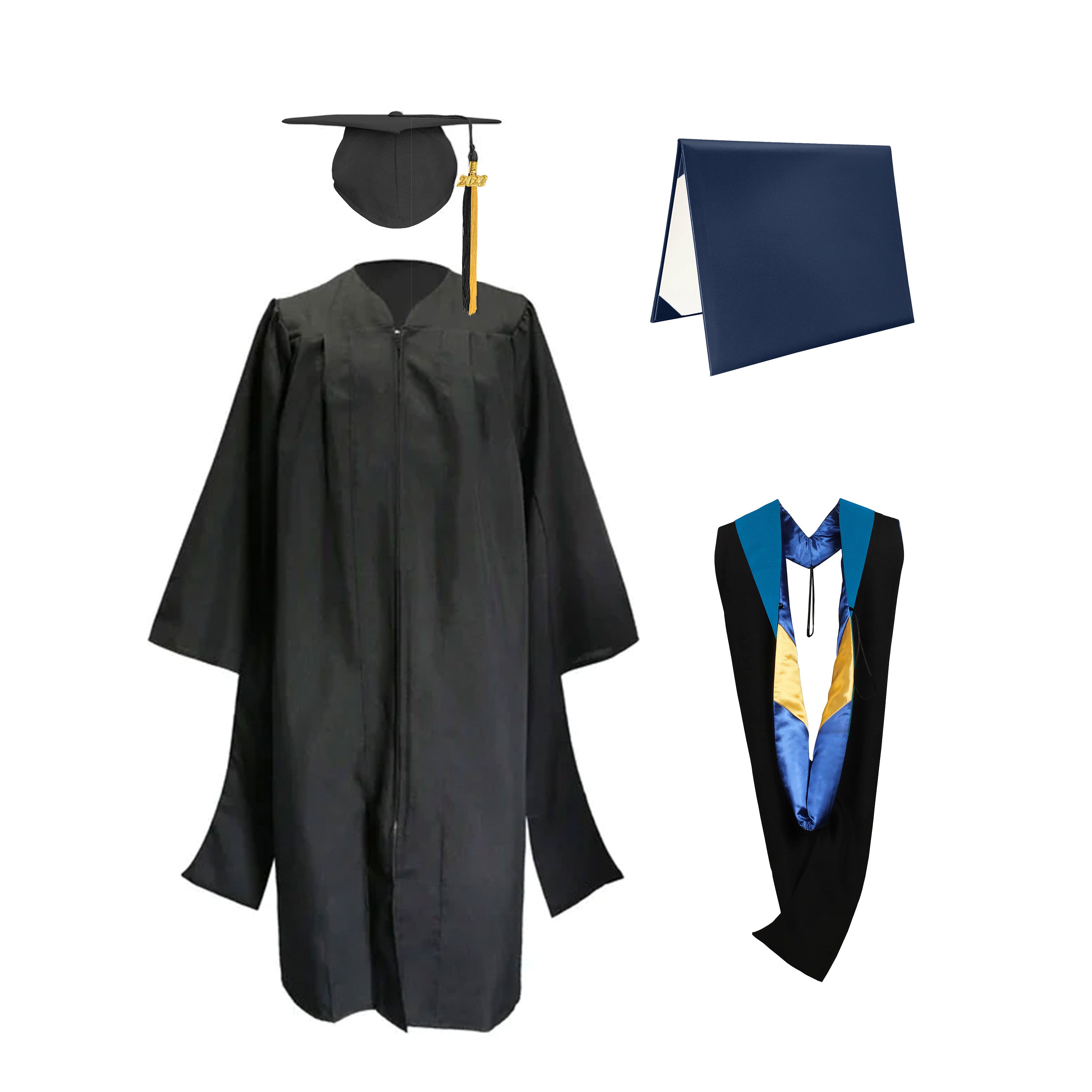 Classic Master Graduation Gown and Cap, Tassel, Hood & Diploma - CA Graduation Classic Master Graduation Gown and Cap, Tassel, Hood & Diploma - CA Graduation