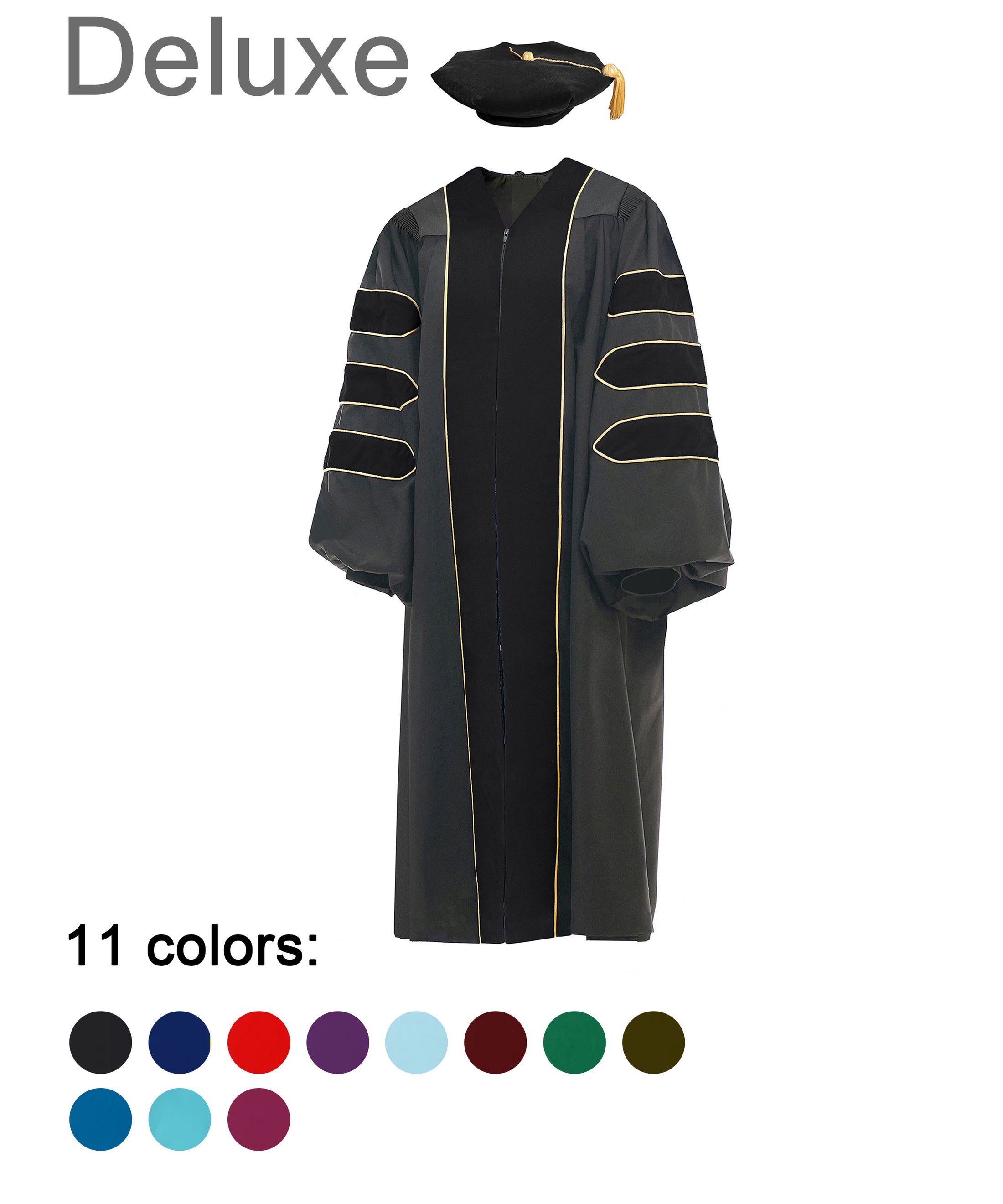 Deluxe Doctoral Graduation Gown / Doctoral Tam Package Rich in Color ...