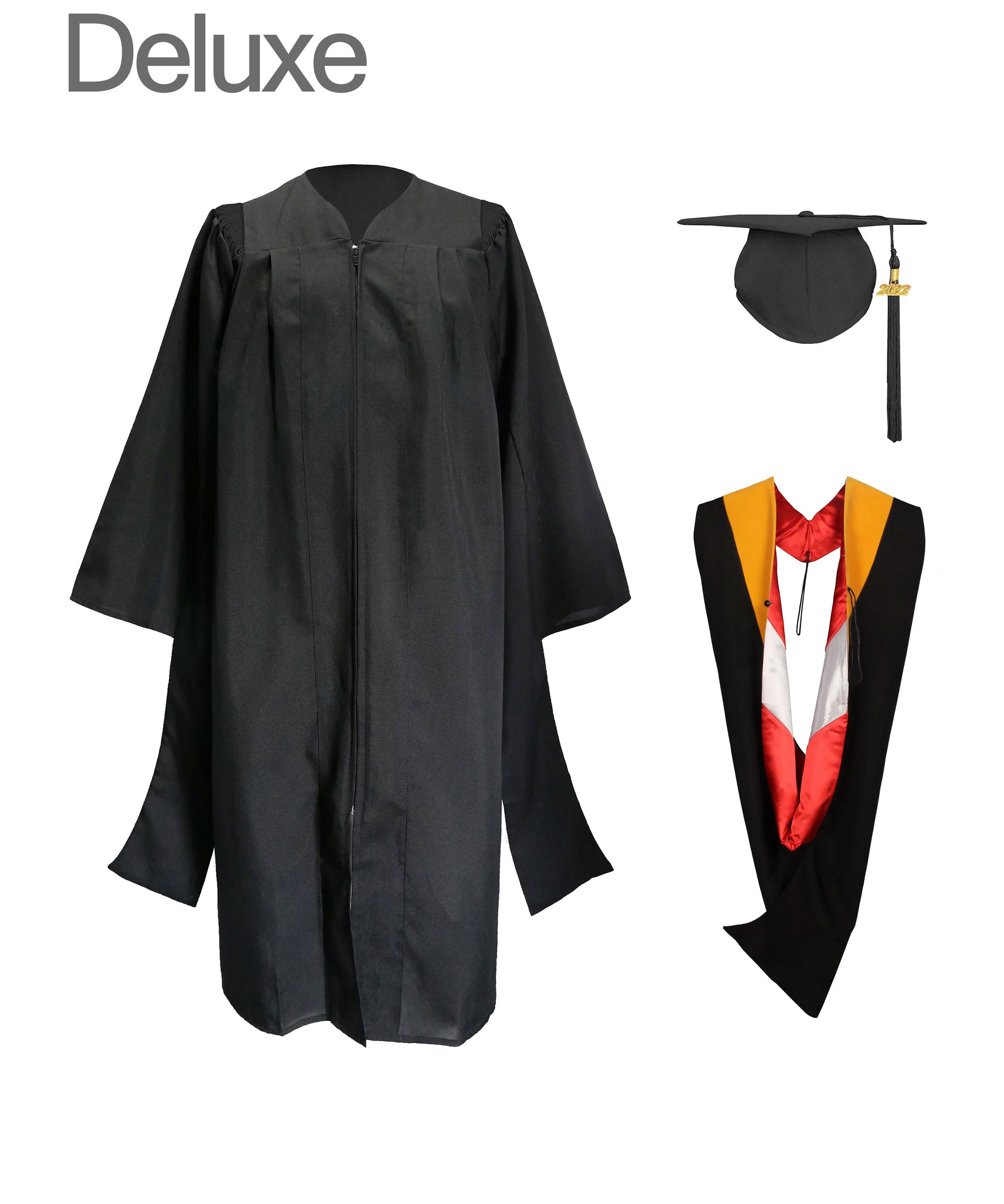 Deluxe Master Graduation Gown Cap with Tassel & Master Graduation Hood in Various Color-CA graduation