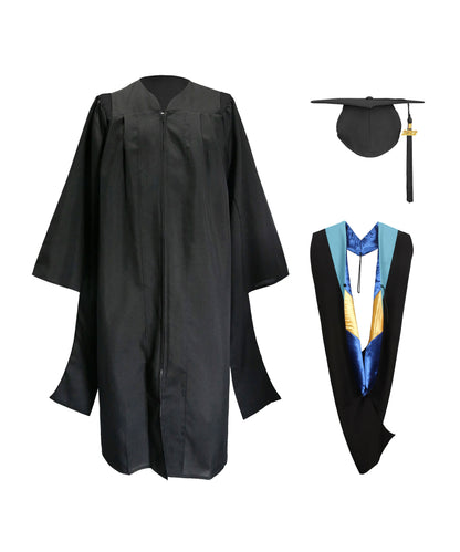 Deluxe Master Graduation Gown Cap with Tassel & Master Graduation Hood in Various Color-CA graduation