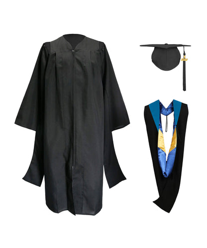 Deluxe Master Graduation Gown Cap with Tassel & Master Graduation Hood in Various Color-CA graduation