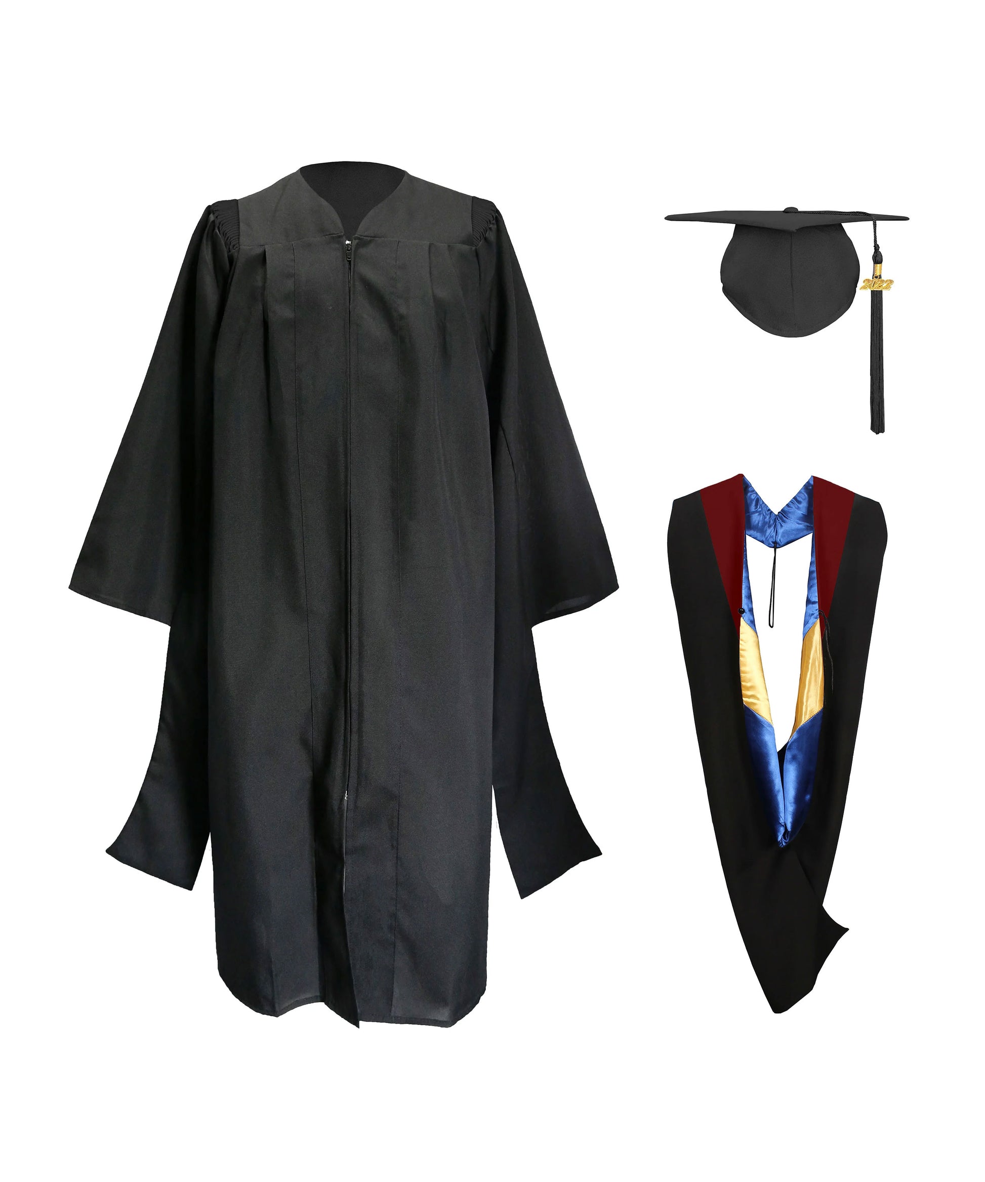 Deluxe Master Graduation Gown Cap with Tassel & Master Graduation Hood in Various Color-CA graduation