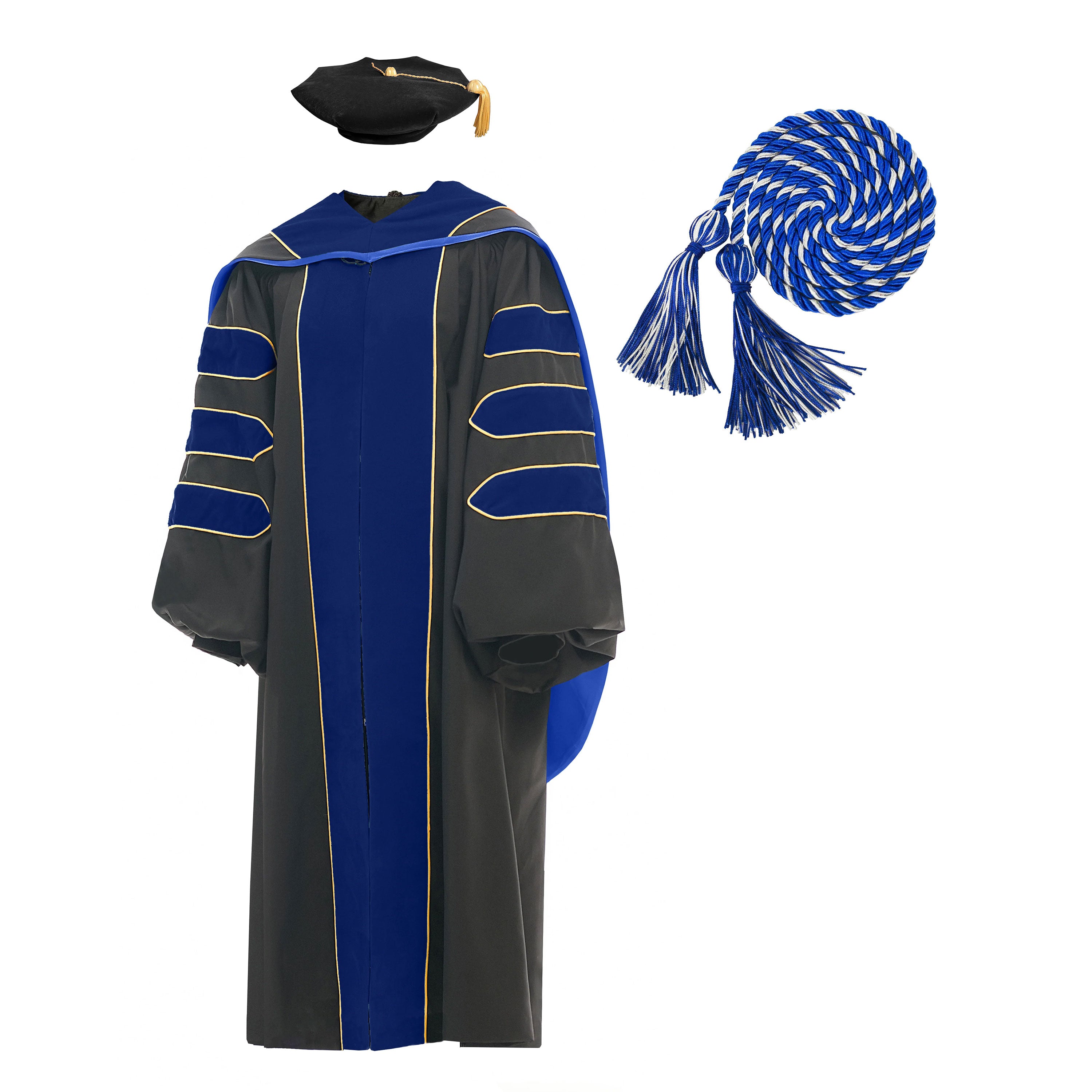 phd graduation dress Black Doctoral Degree The University of Michigan Doctoral Regalia Set Deluxe Royal Blue Doctoral Gown