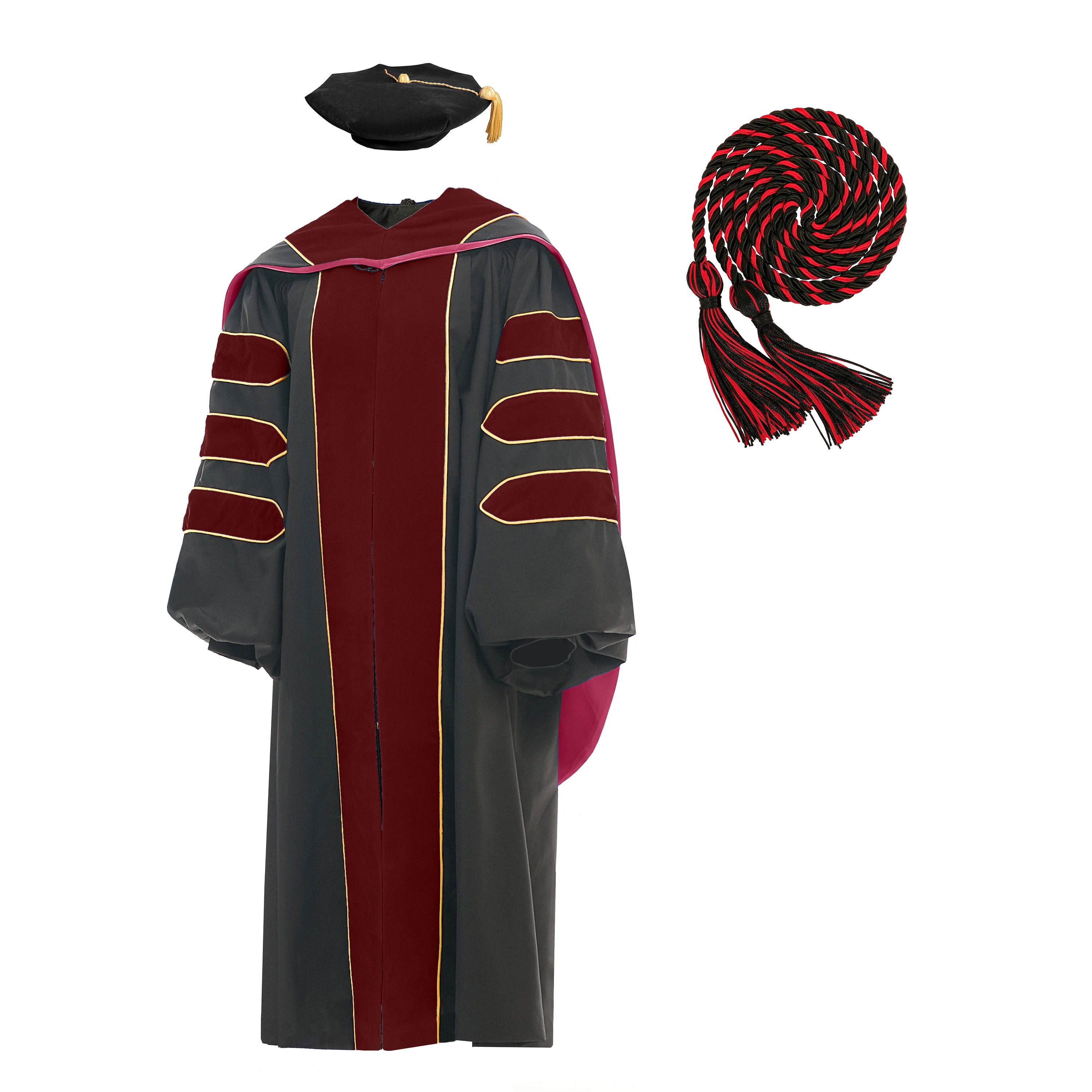 Deluxe Doctoral Graduation Gown/Doctoral Hood/ Doctoral Tam /Honor Cord Package-CA graduation