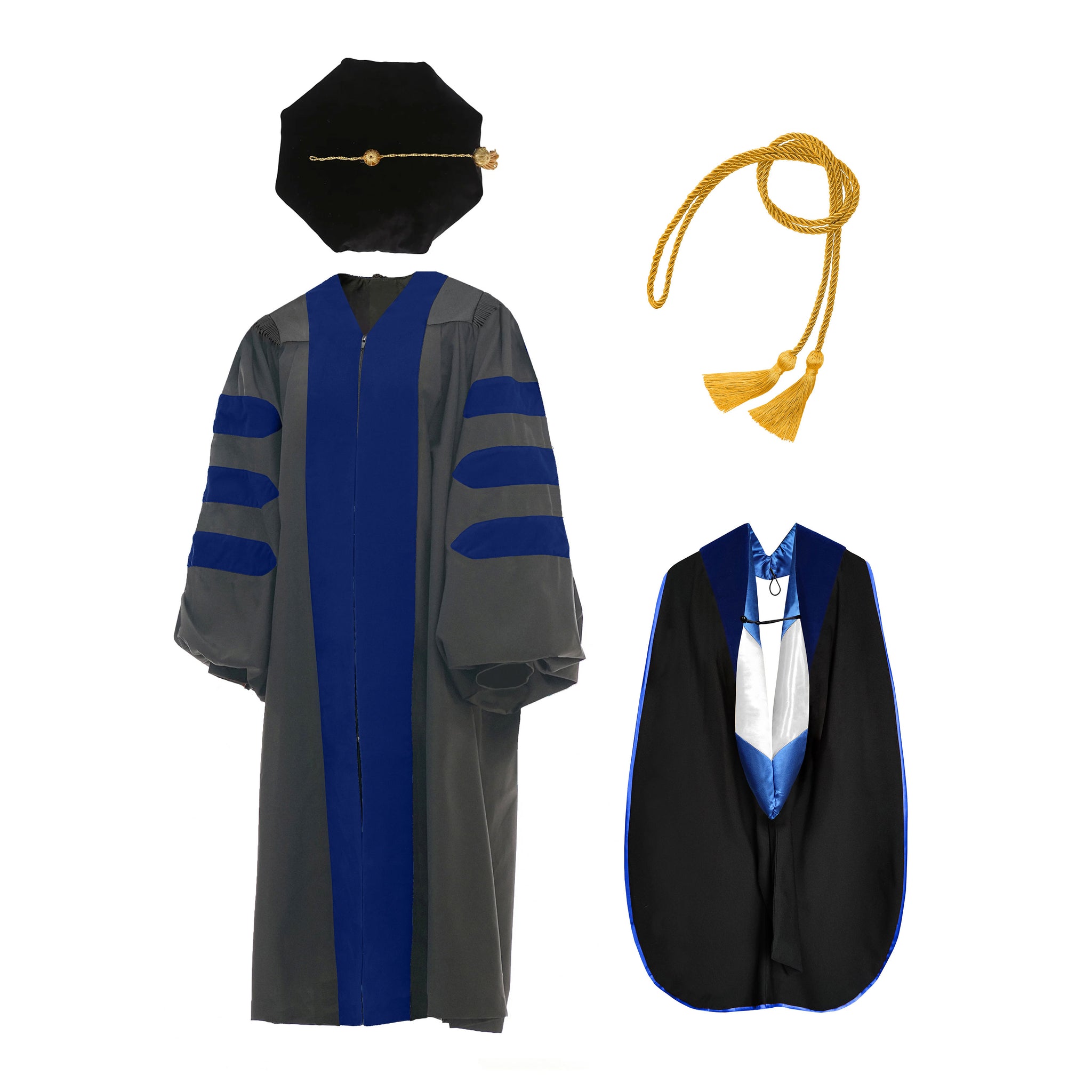 Graduation Rivan No Rideng Deluxe Doctoral Graduation Gown / Hood / Tam / Honor Cord Package(No ...