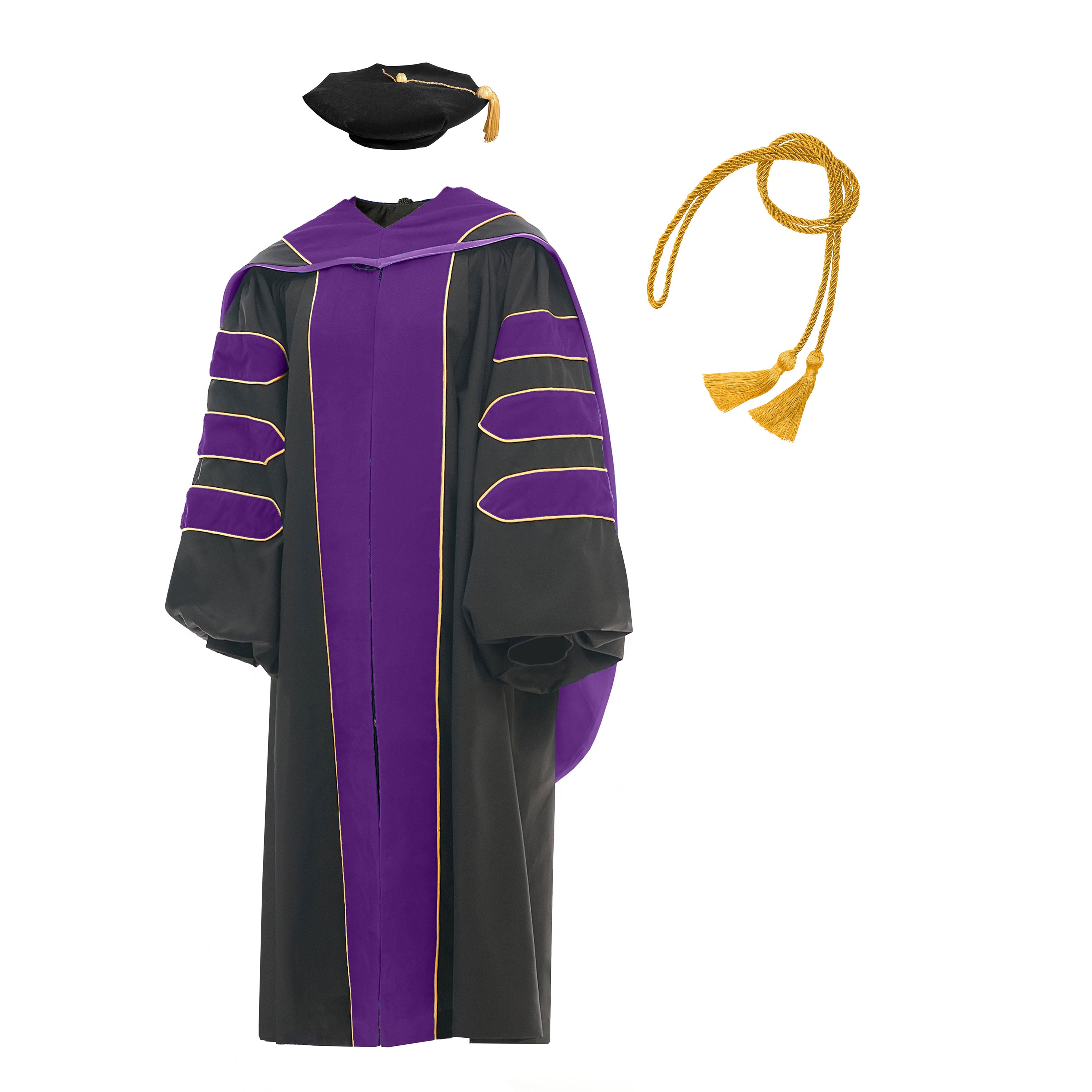 doctorate graduation dress Premium Doctoral Rental Gown XSmall (4'11"-5'1") / Black-Blue inch velvet front panels and three or four 2 CUSTOM doctoral robes, academic hoods